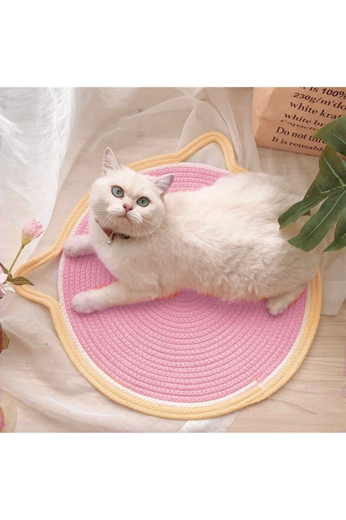 Genel Markalar Kedi Halısı, 50 Cm Kedi Halısı, Pamuk Kordon Ip Kedi Kulaklı Halı, Çok Amaçlı Kedi Paspası