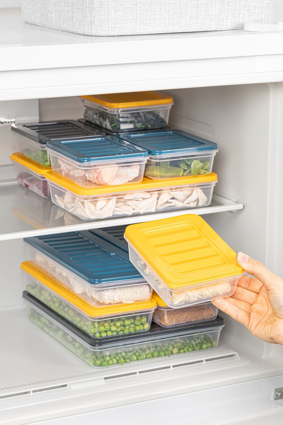 Meleni Home-18 Pieces Microwave Compatible Storage Container - 2x2400Ml 4x1200Ml 4x1170Ml 8x600Ml Yellow 6