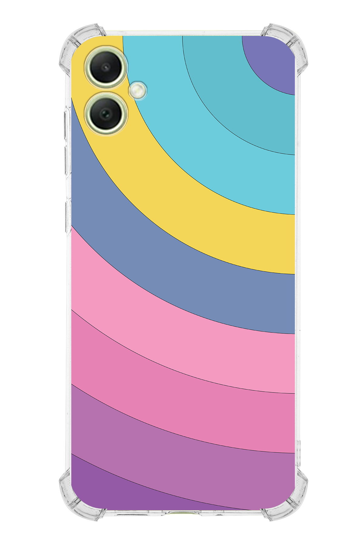 Samsung A05 Uyumlu Köşe Korumalı Renk Cümbüşü B Tasarımlı Şeffaf Silikon Kılıf