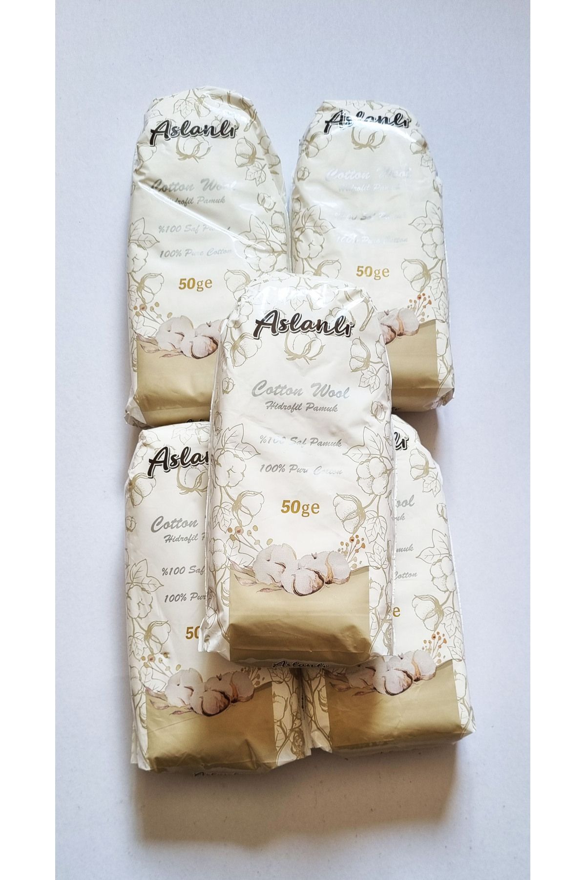 5 Adet 50gr Avantajlı Cotton Wool Aslanlı Hidrofil %100 Saf Pamuk