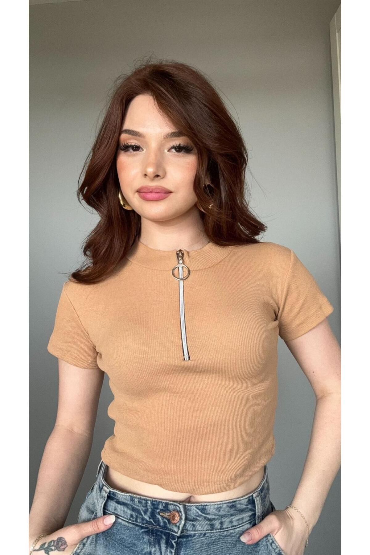Touz Moda-Corduroy Crop Blouse - Zip Detail 5