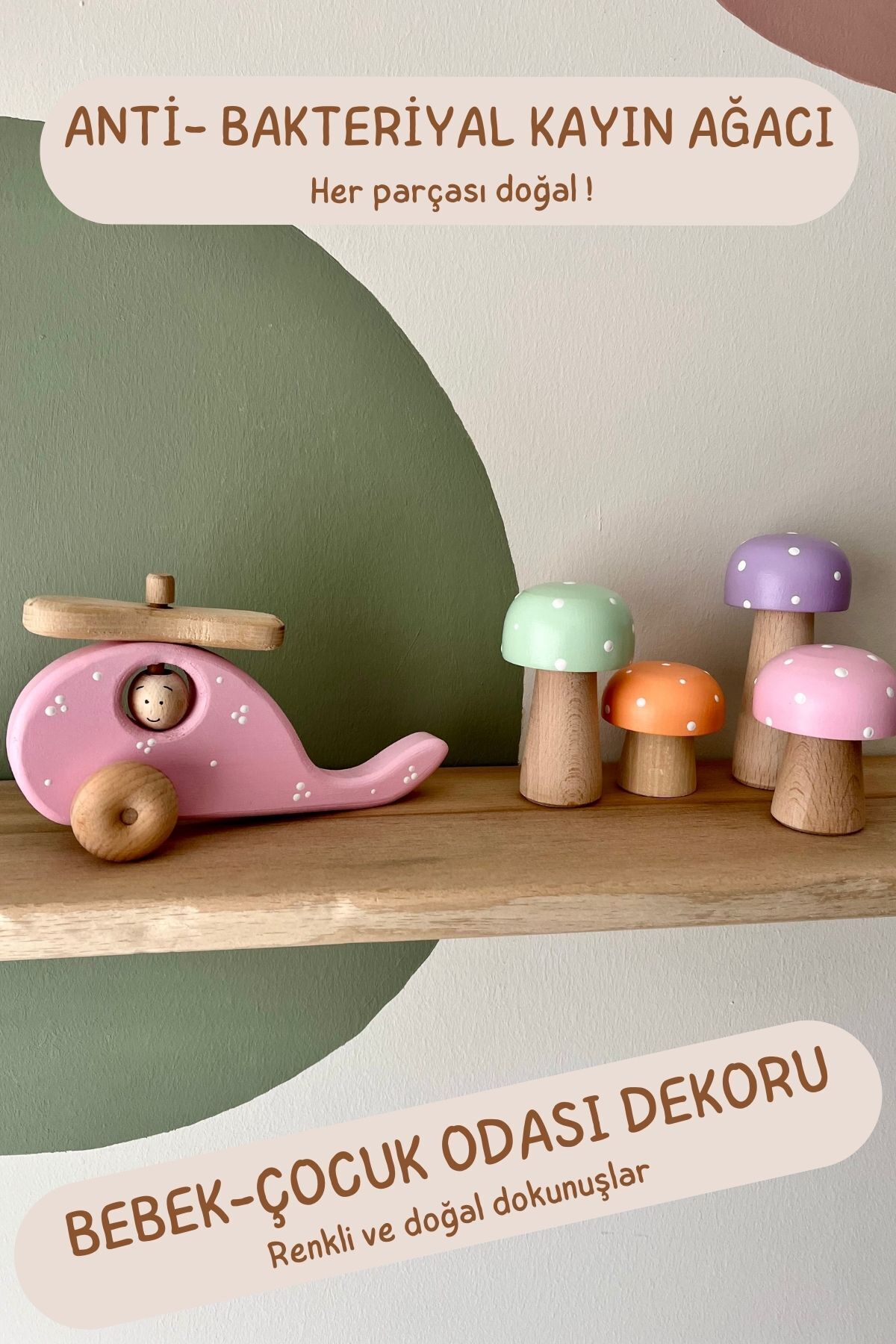 DORU Doğal Organik Ahşap Montessori Oyuncak Helikopter Bebek Çocuk Odası Dekor Hediye Fotoğraf Çekim fotoğrafı 3 (önizleme)