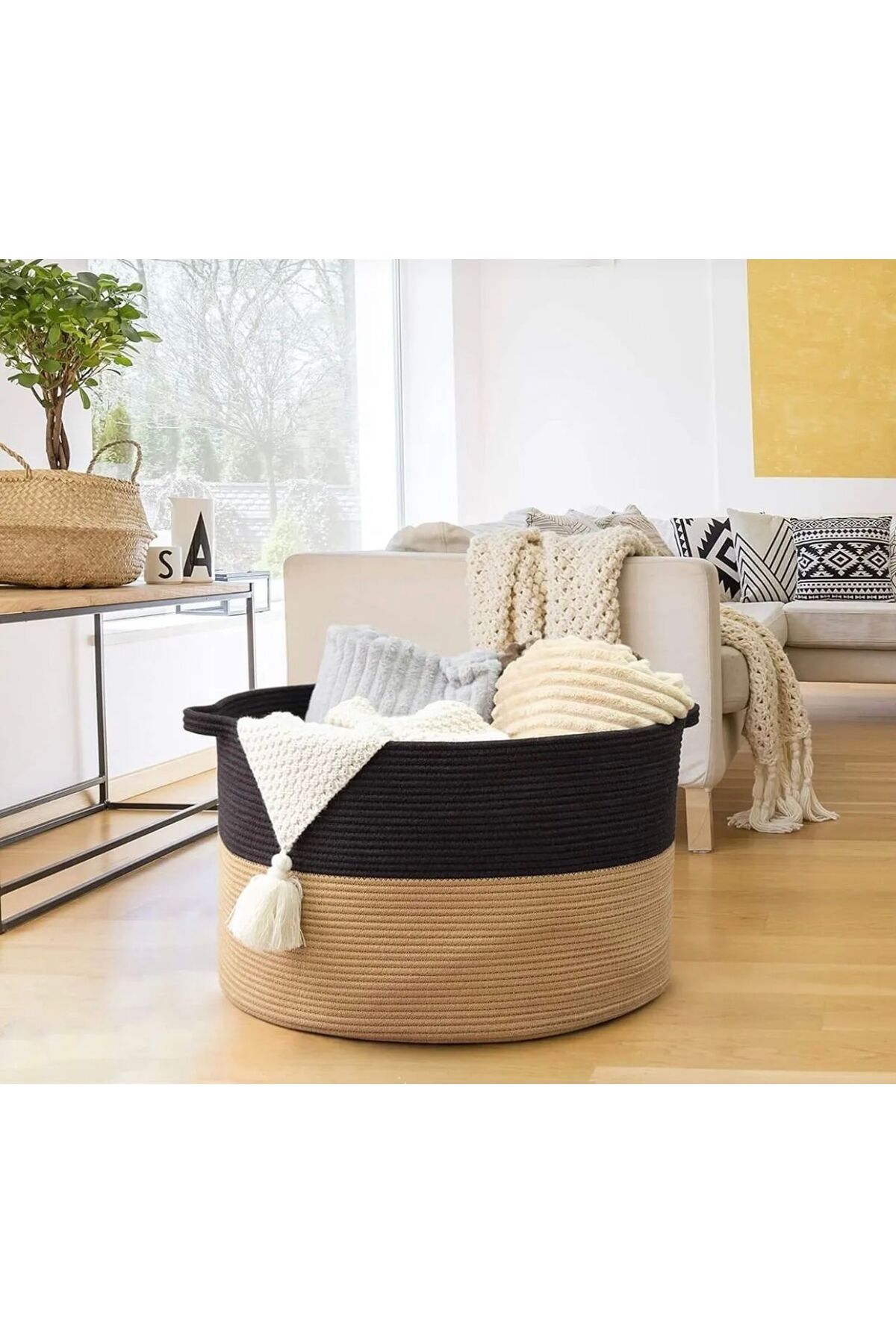 jute wicker basket organizer toy laundry basket
