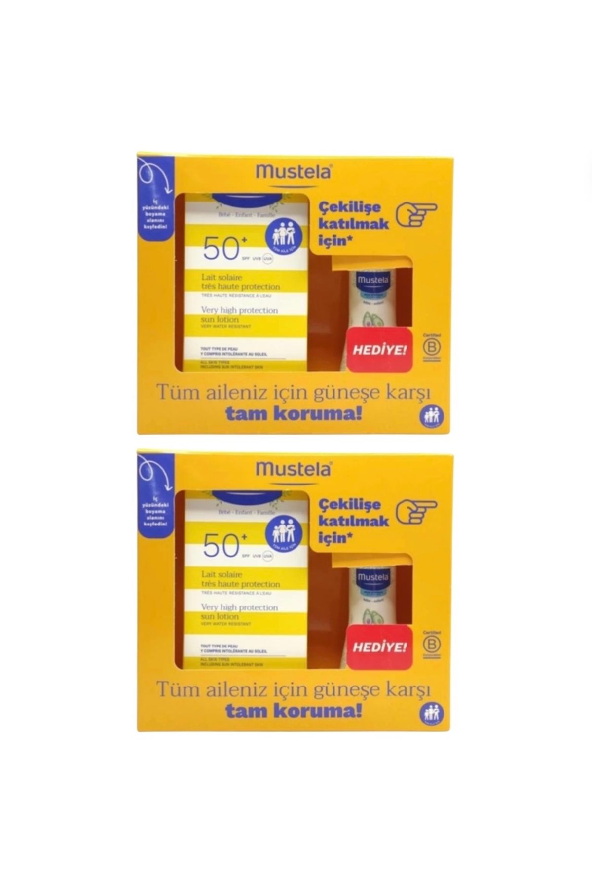 Mustela Spf50+ Güneş Losyonu 100ml + Hydra bebe Vücut Losyonu 50ml x 2 adet