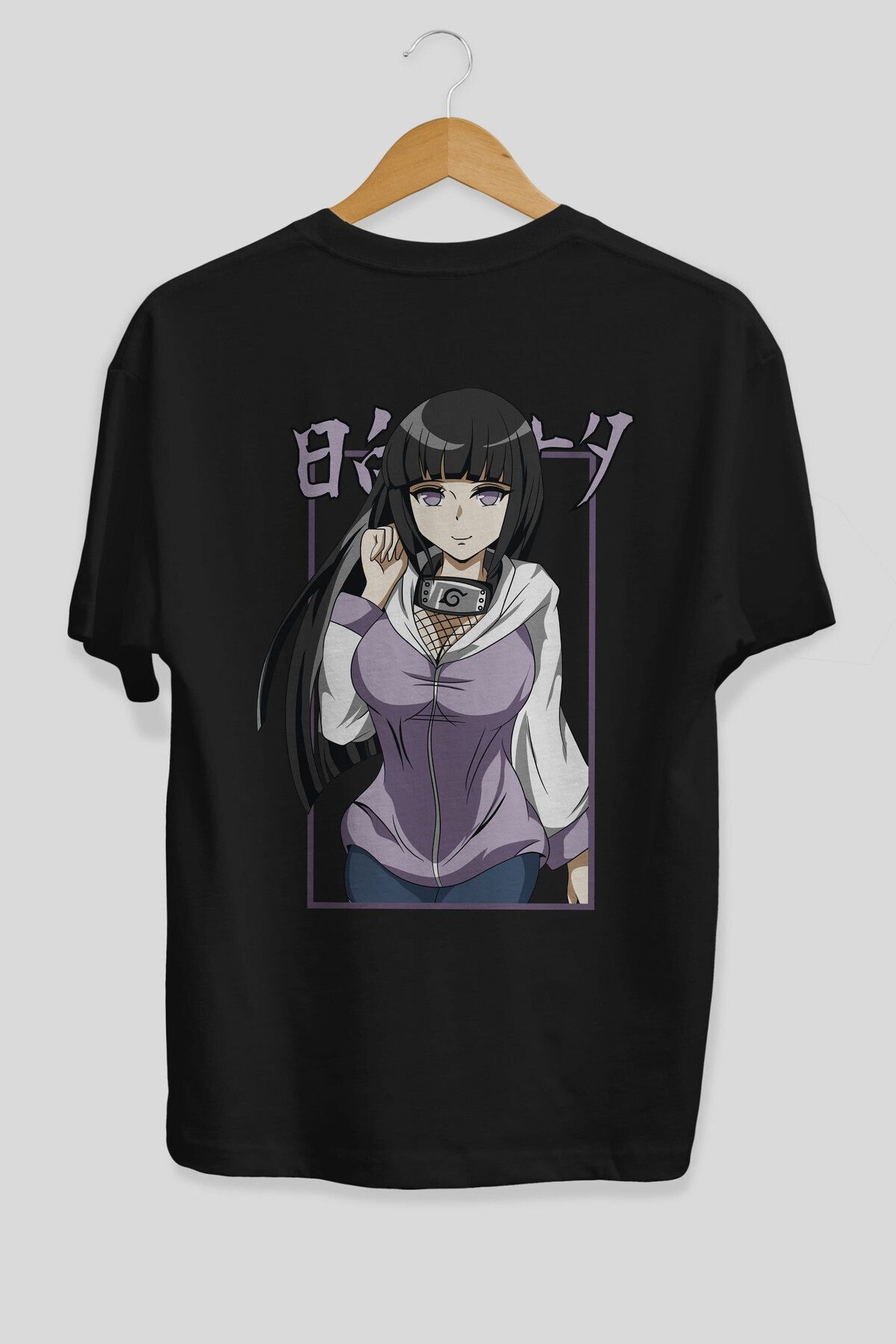 Ankhises-Hinata NARUTO Anime Back Printed Black Oversize t-shirt Men Women 3