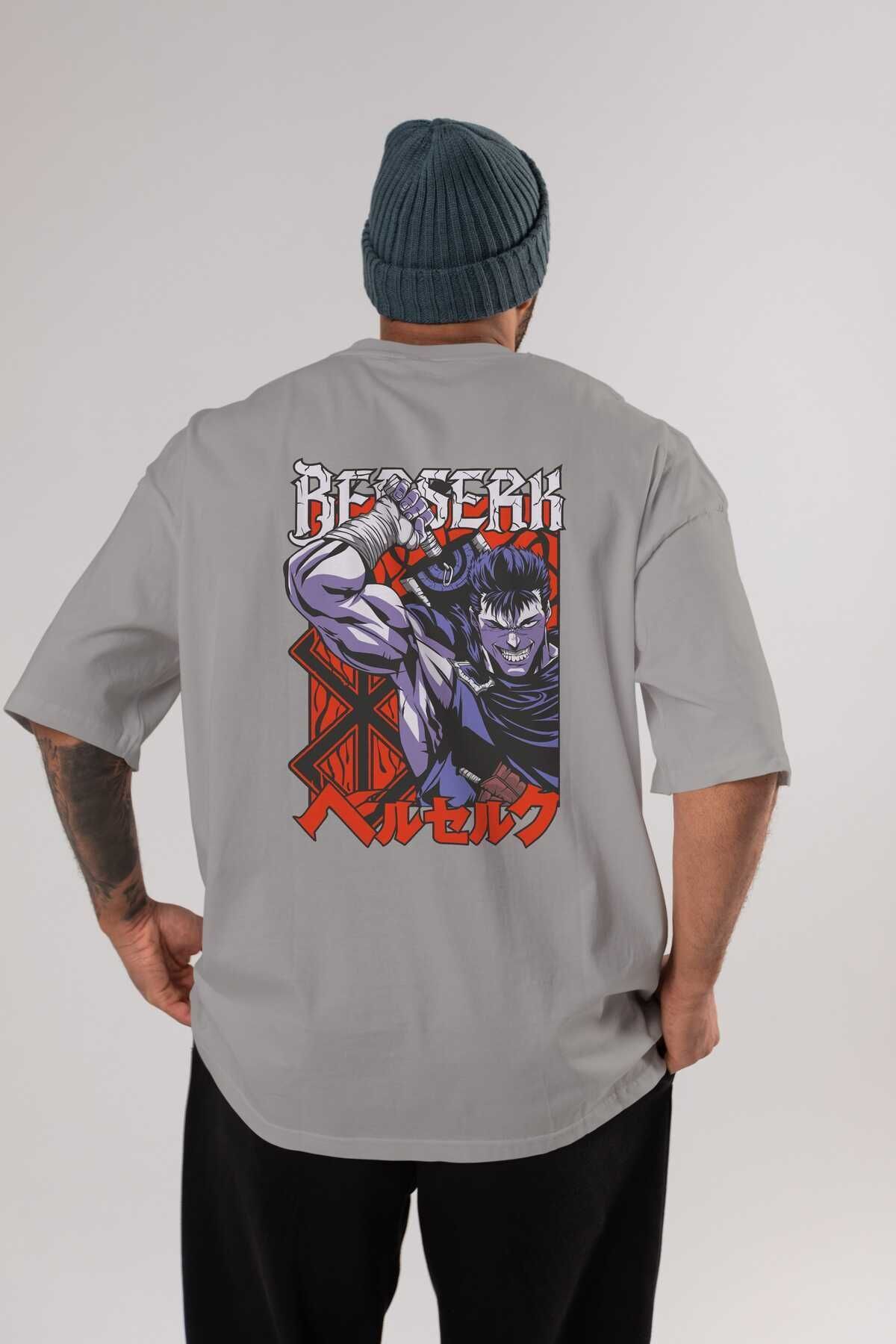 Ankhises Guts Berserk Anime Tricou Imprimat Gri Oversize 100% Bumbac Bărbați Femei Unisex - L