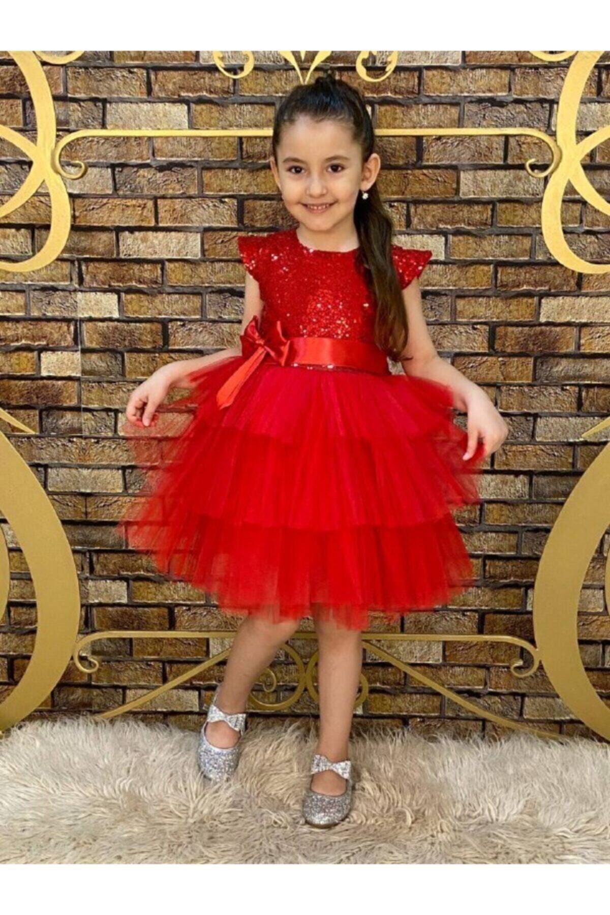 miço kids life Kız Çocuk Kırmızı Tütü Elbise