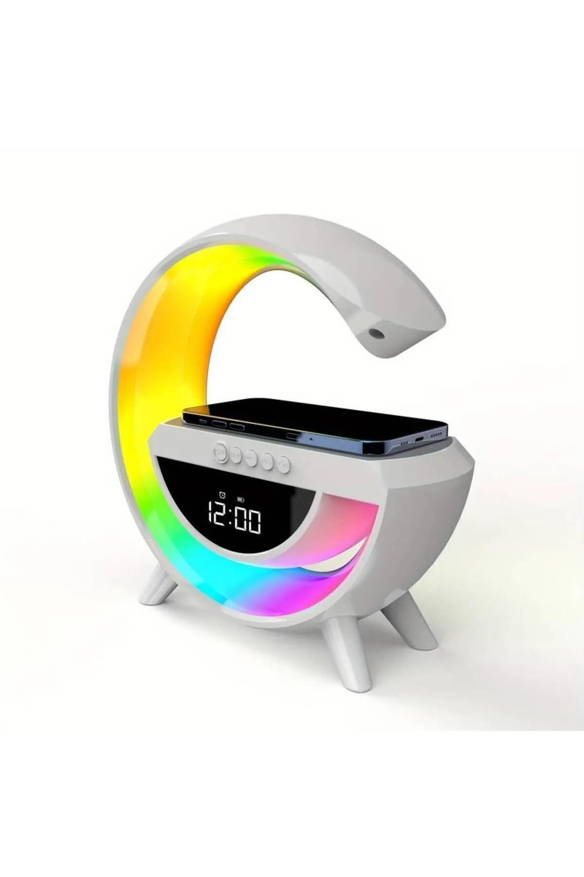 G Bluetooth Hoparlör 15w Kablosuz Hızlı Şarj Alarm Çalar Saat Gece Lambası Led Işık