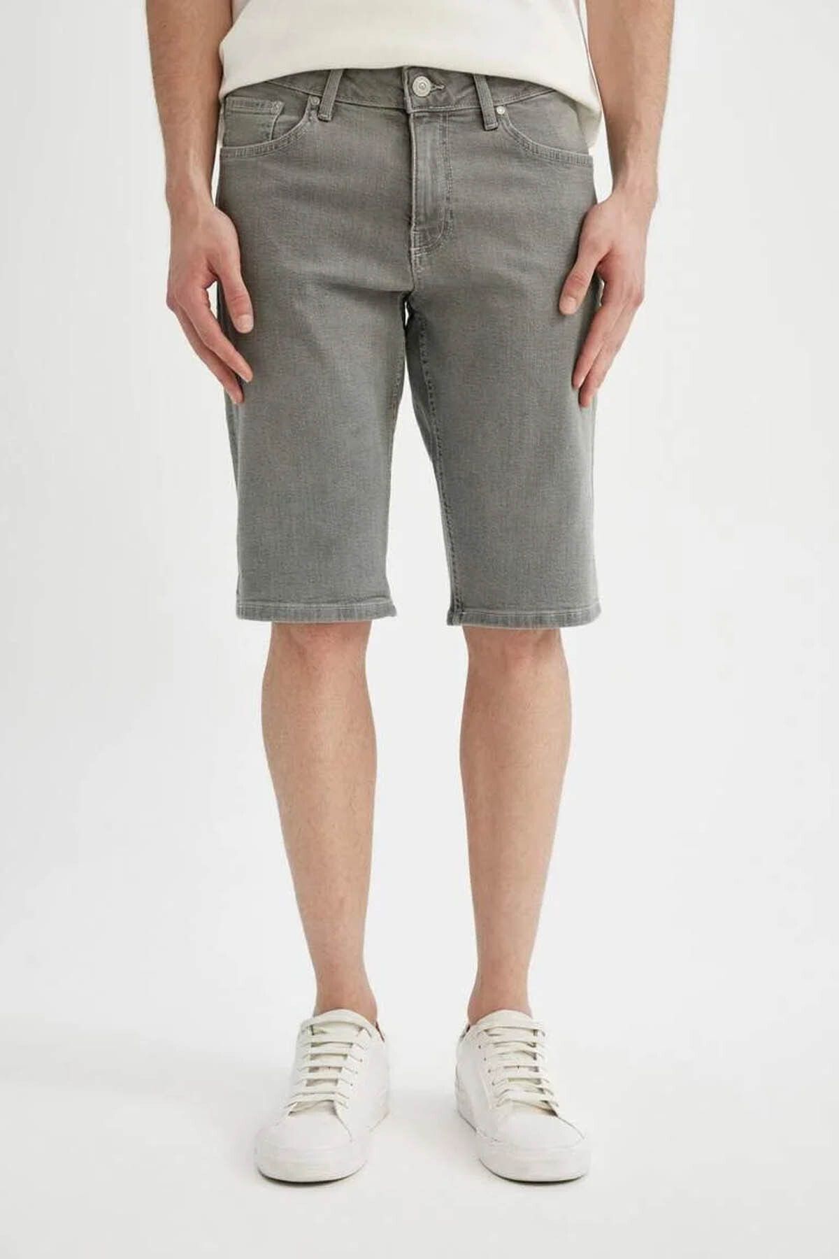 DeFacto Jeansy Typu Slim Fit Slim Cut Bermudy A4802ax24sm Mężczyzna - 30