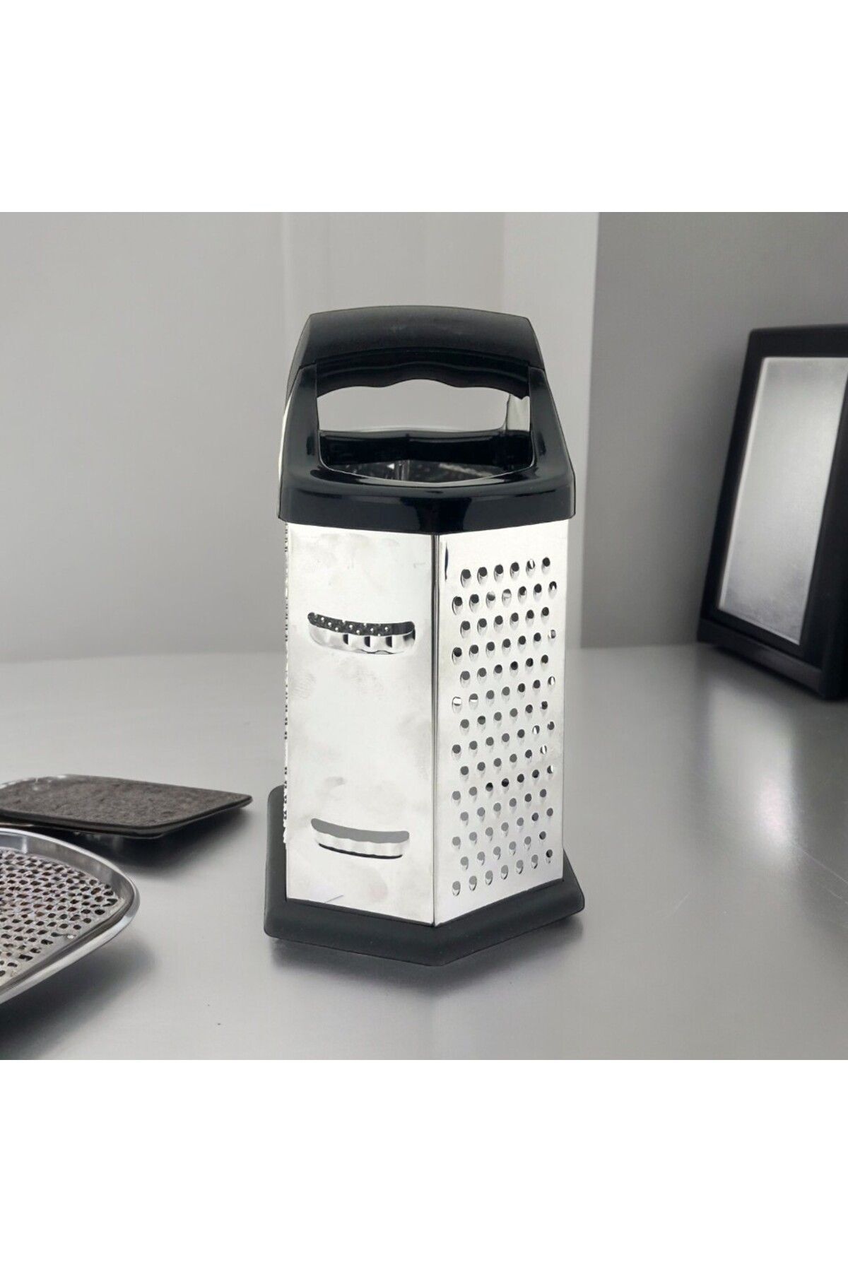 tg tek-iş global-Stainless Black Steel Grater - Hexagon and Handle 3
