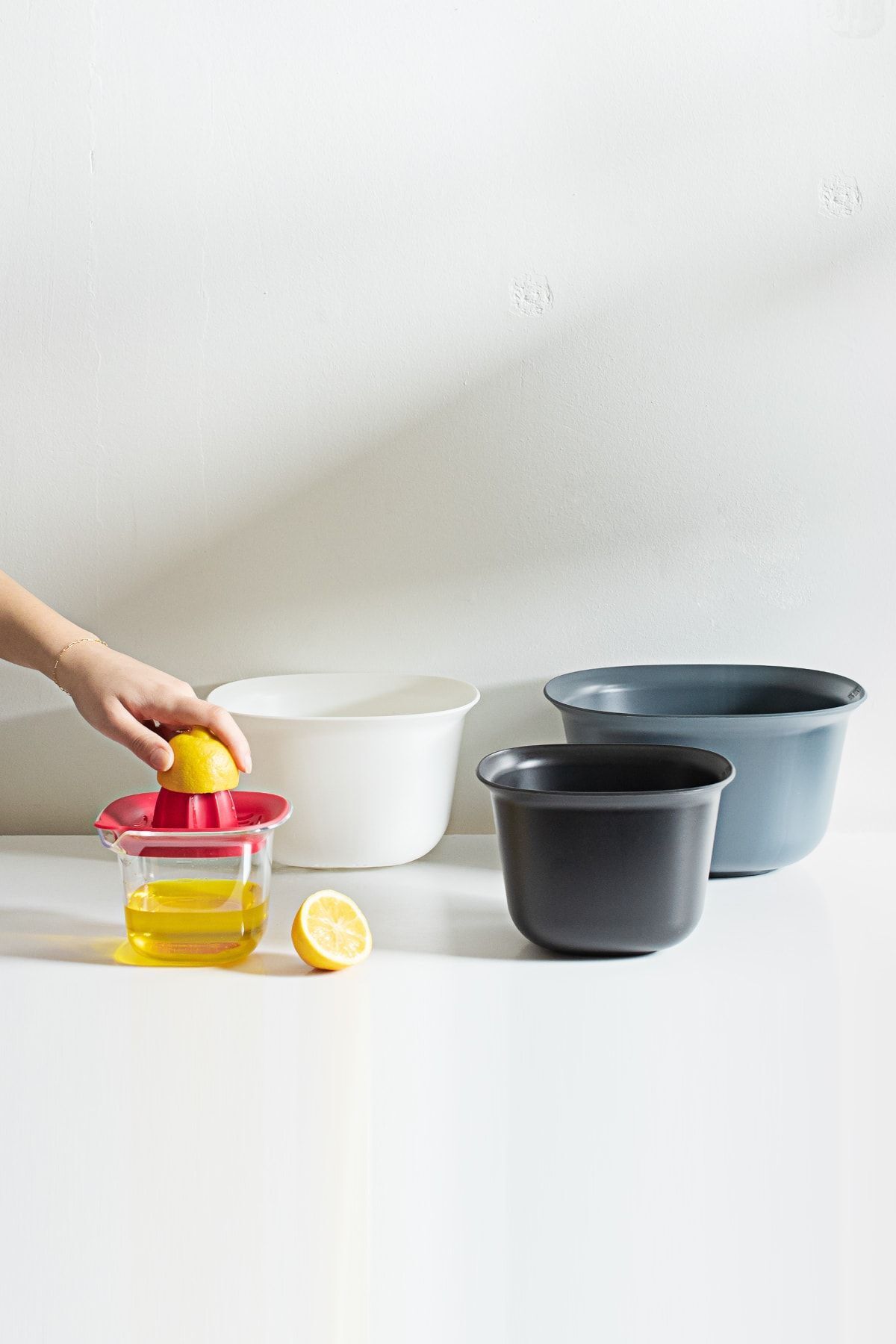Porsima-Org-174 Preparation Set Strainer Set Mixing Bowl with Strainer Bowl Set Lemon Juicer Set 3