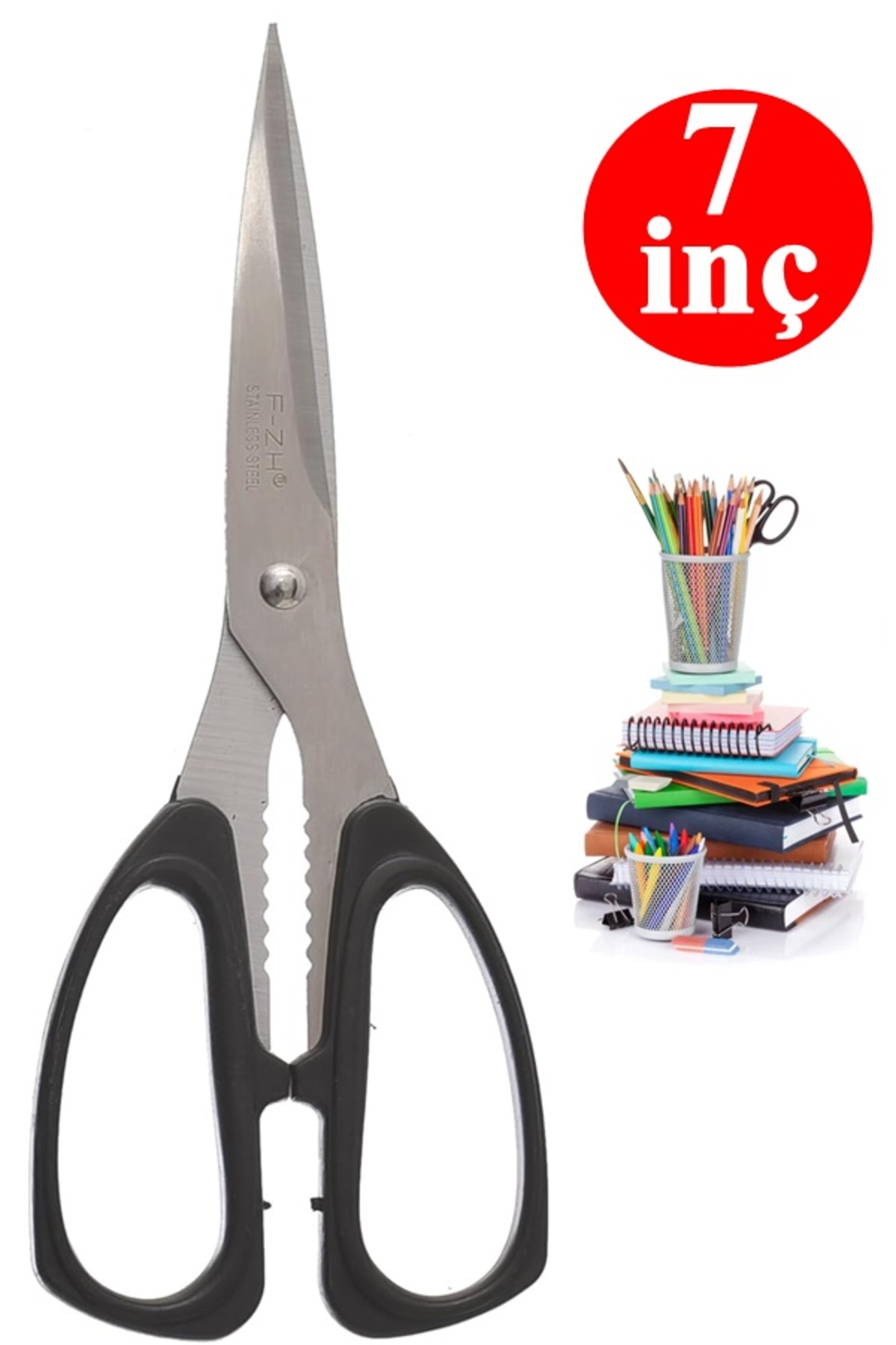 xolo Ofis Kırtasiye Makası Büyük Boy 7 inç Kağıt Makas Çok Amaçlı Makas 19cm XS72