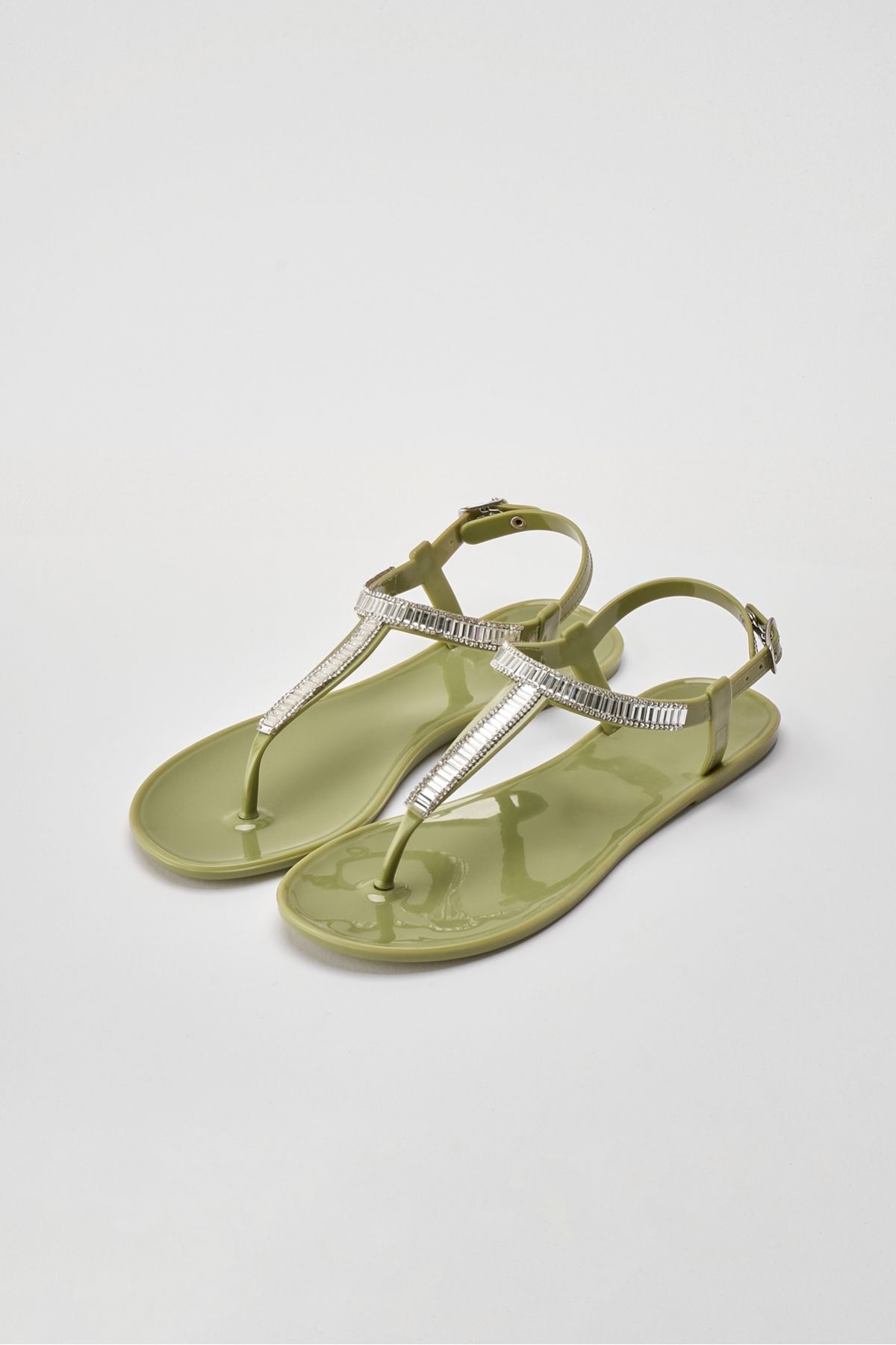 OZYO-Mia Khaki Rhinestone - Flip Flop Gel Summer Daily Sandals 4