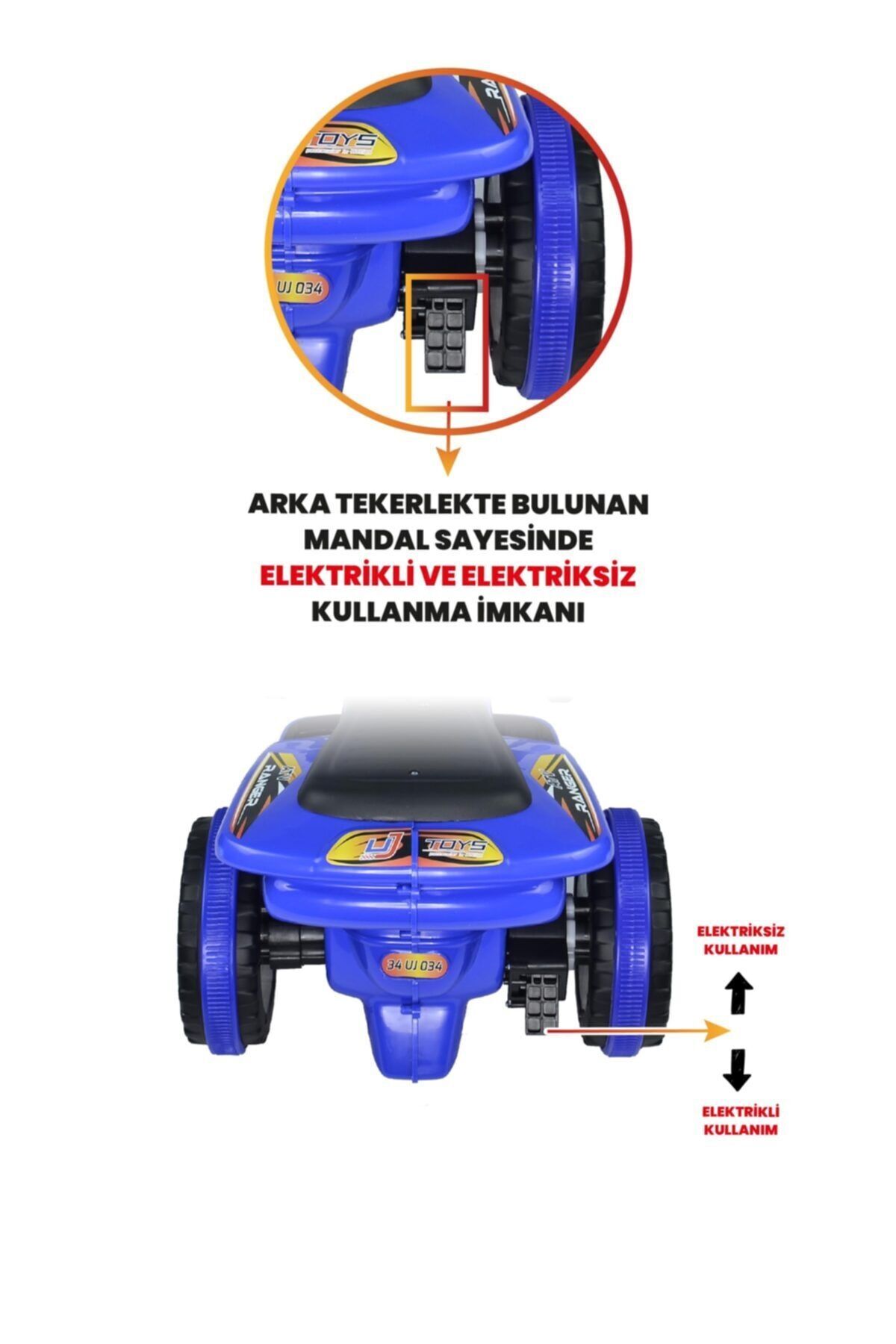 ujtoys Müzikli Ve Led Işıklı Ranger Akülü Atv 6v-mavi fotoğrafı 7 (önizleme)