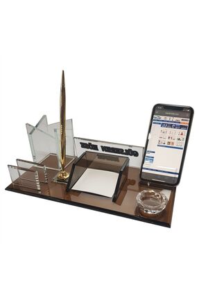 MERTKRİSTAL Isimlik - Kristal Masaüstü Kalemli - Ofis Büro Makam Hediyesi M53...