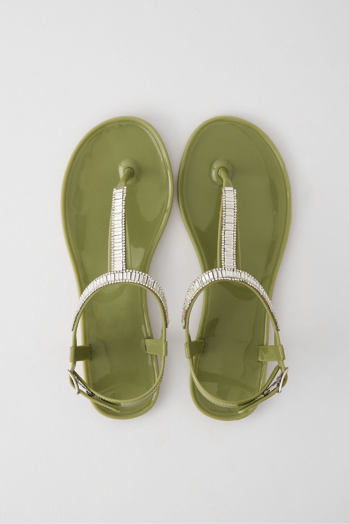 OZYO-Mia Khaki Rhinestone - Flip Flop Gel Summer Daily Sandals 2