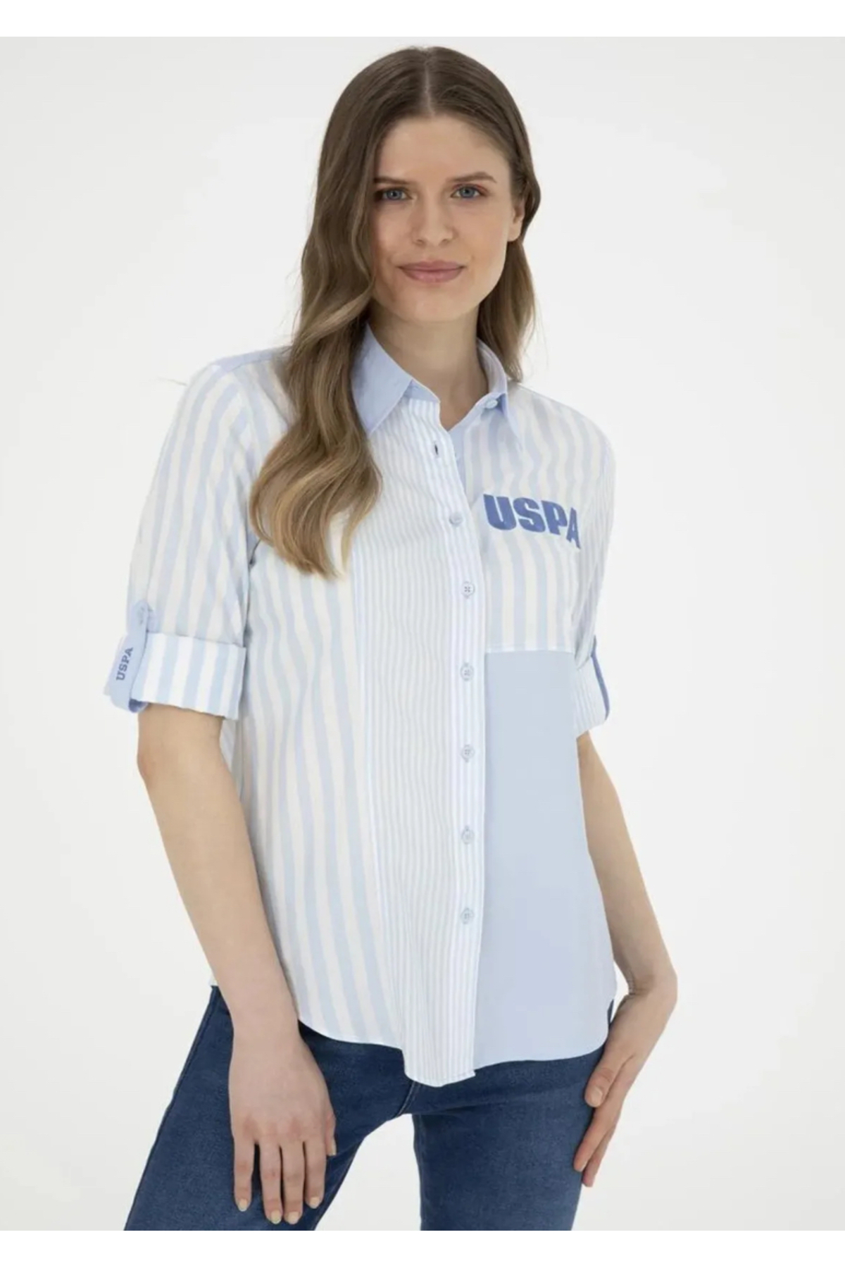 پیراهن آستین بلند زنانه آبی روشن G082SZ004.000.183570.4.VR003