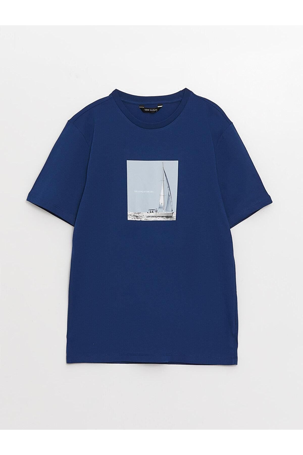 تیشرت مردانه آبی سرمه ای ال سی وایکیکی | S37805B8 اورجینال - تصویر 6