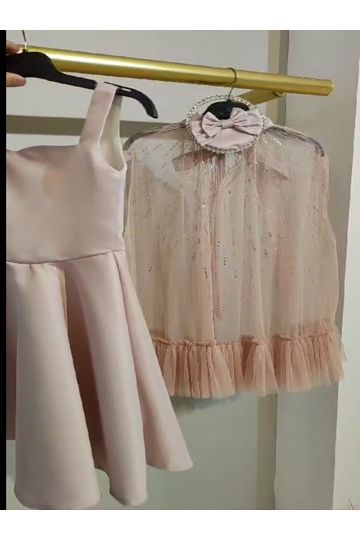 Ribbon kids-Girl Kid Wedding Graduation Dress+ Bridal Cape+ with Bag+ Crown 6