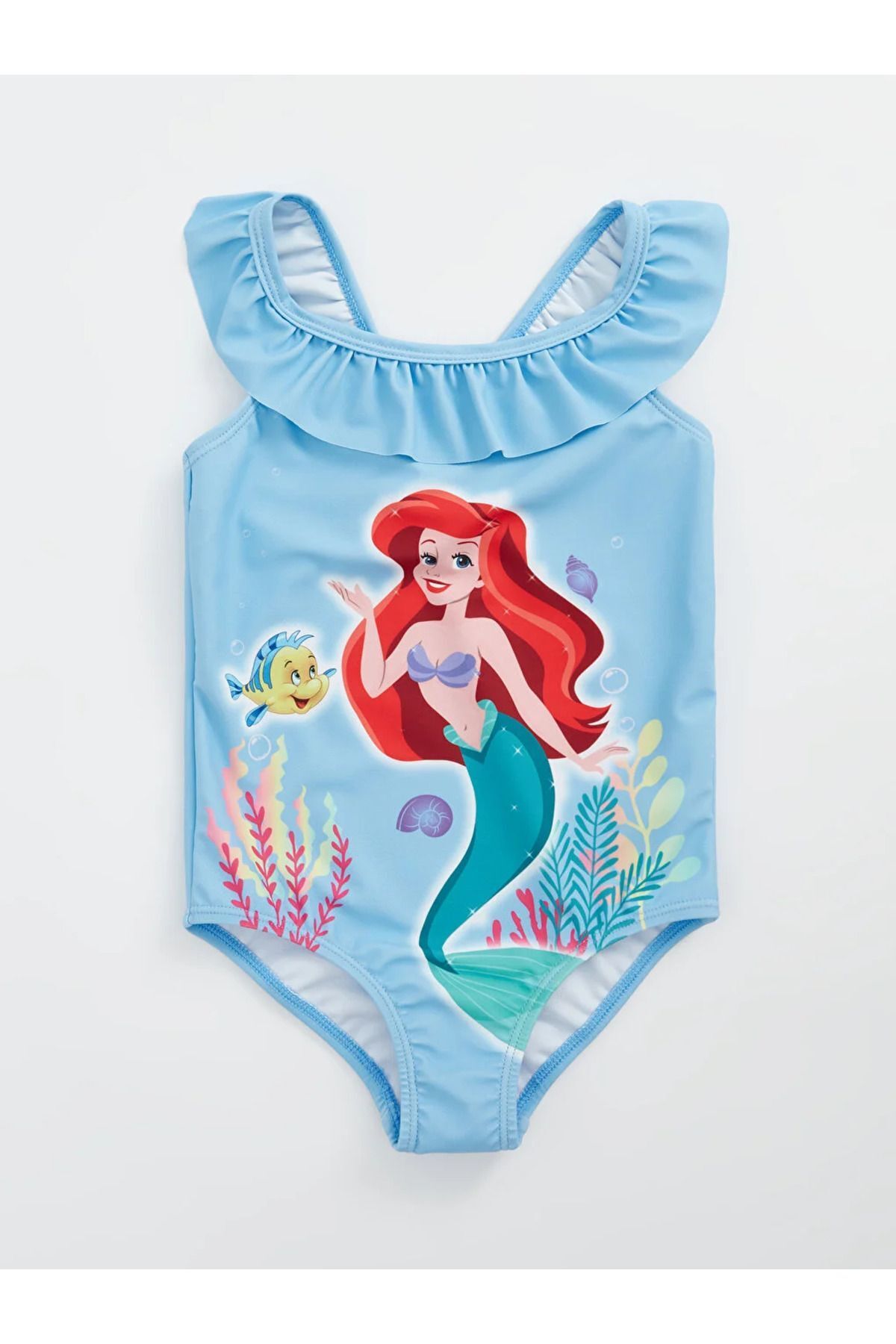 LC Waikiki LCW Baby Ariel Printed Crew Neck Baby Girl Swimsuit Trendyol