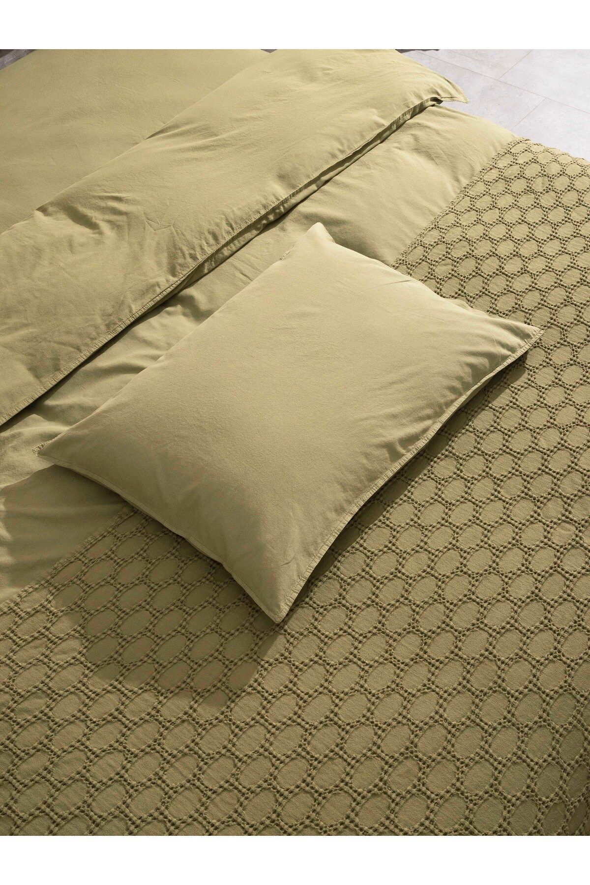 Stone Wash Pike / Yatak Örtüsü Çift Kişilik 220x240 Yağ Yeşili 5