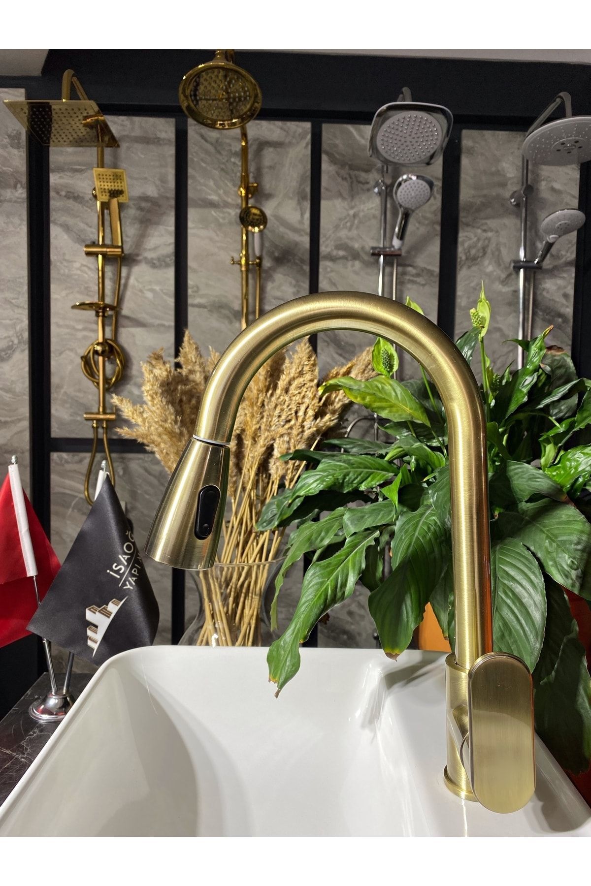 İSAOĞLU YAPI Antik Gold Vogue Design Spiralli Mutfak Bataryası Evye Bataryası