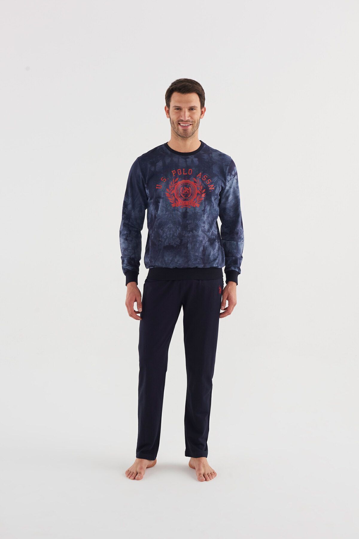 ست پیژامه آبی مردانه 023K1.Z.8ET6.A.1GR8.P لباس خواب اورجینال U.S. Polo Assn.