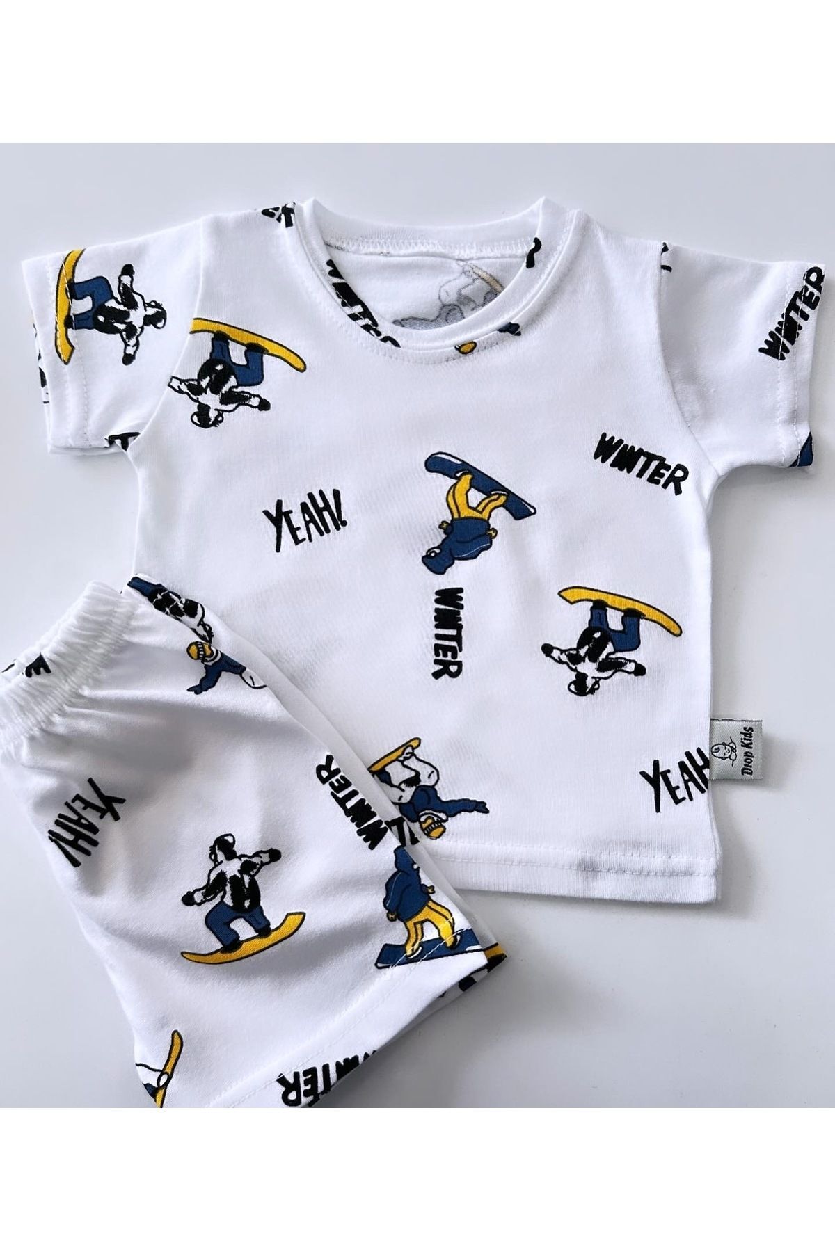 Drop Kids Bebek Pijama Takımı Kısakol Şort Kaykay Desen %100 Pamuk Yenidoğam fotoğrafı 5 (önizleme)