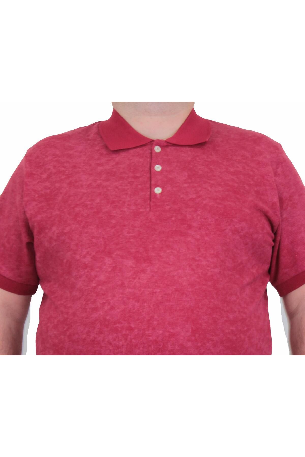 MocGrande-Tricou Polo cu imprimeu mat de marime mare - 24451 Roșu Claret 3