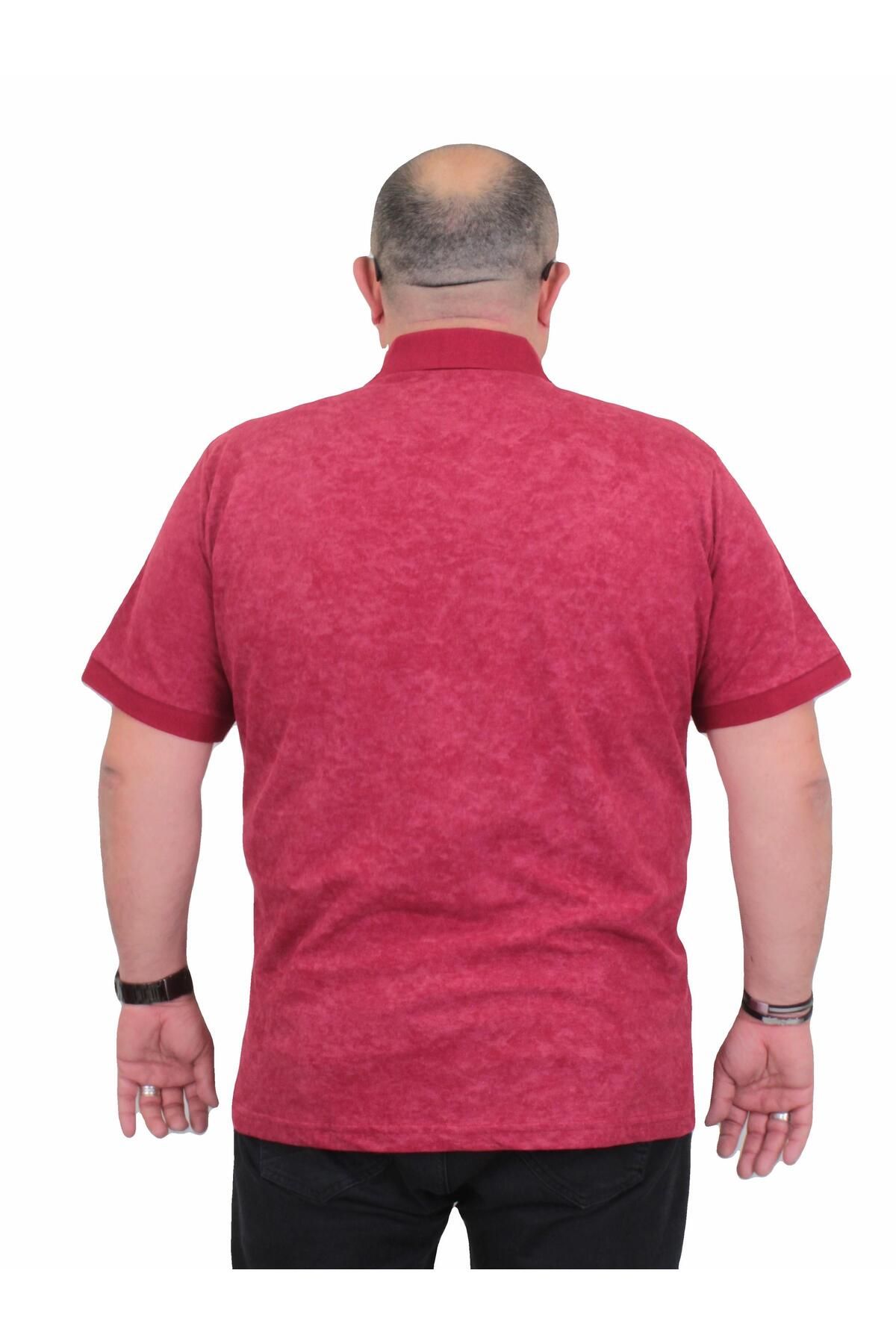 MocGrande-Tricou Polo cu imprimeu mat de marime mare - 24451 Roșu Claret 2