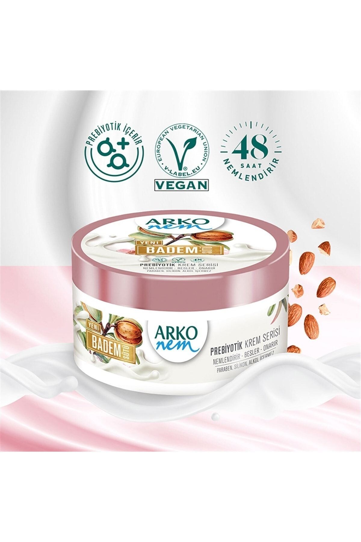کرم نم شیر بادام پری بیوتیک 250 میلی لیتر Arko