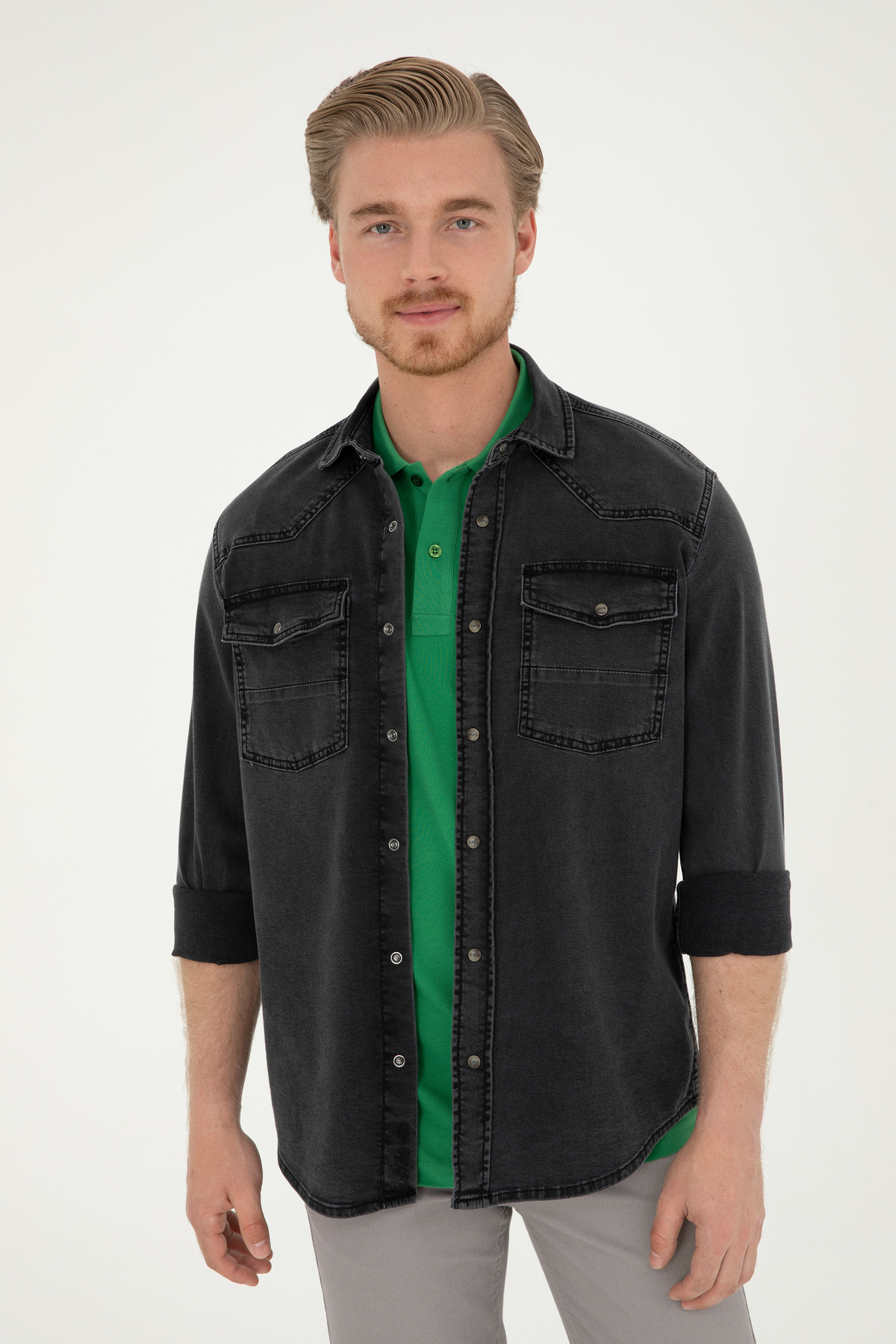 پیراهن مردانه مشکی یو اس پولو | G081SZ077.000.1836895 اورجینال - تصویر 3