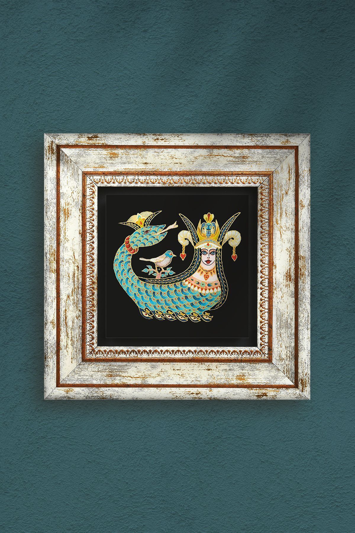 Şahmeran Taş Duvar Tablosu Çerçeveli Duvar Dekoru Wall Art Tk1-08 - 5