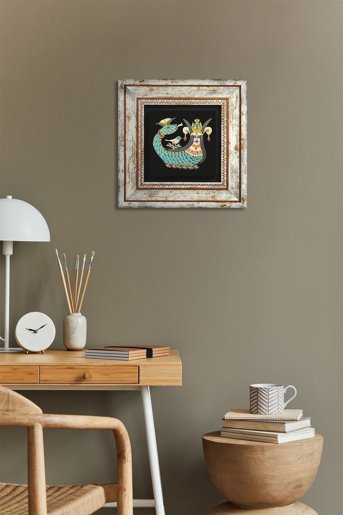 Şahmeran Taş Duvar Tablosu Çerçeveli Duvar Dekoru Wall Art Tk1-08 - 2