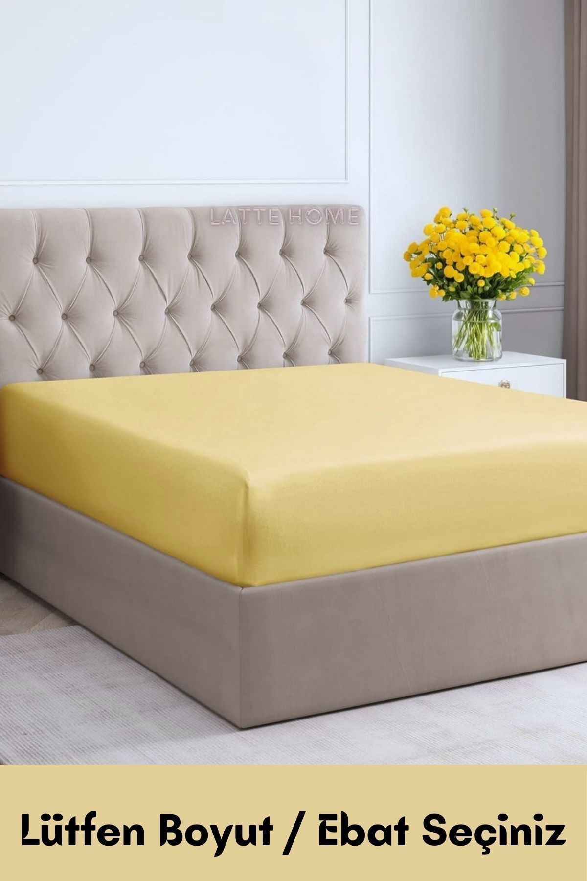 Yellow Color 100% Cotton Combed Fabric Fitted Elastic Bed Sheet Single-Double- Plus Size