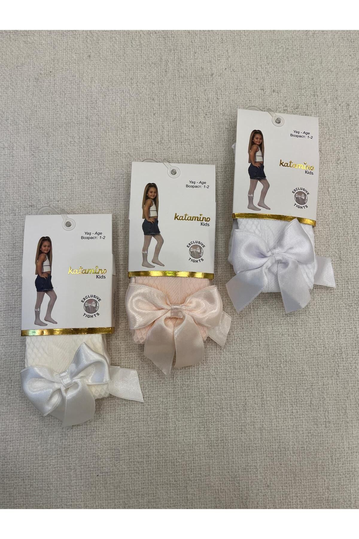 Katamino-Pantyhose for Baby Girl and Child - Bow Detailed Edge 4