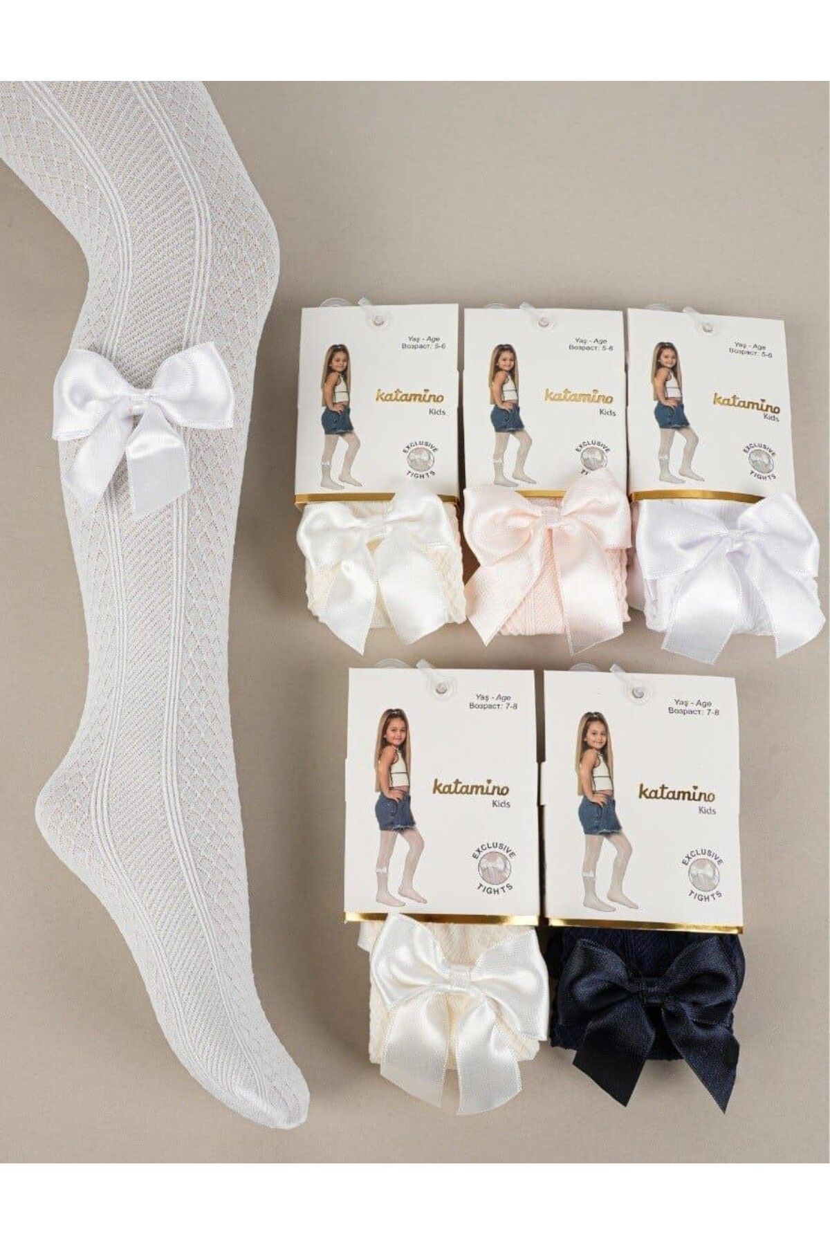 Katamino-Pantyhose for Baby Girl and Child - Bow Detailed Edge 3