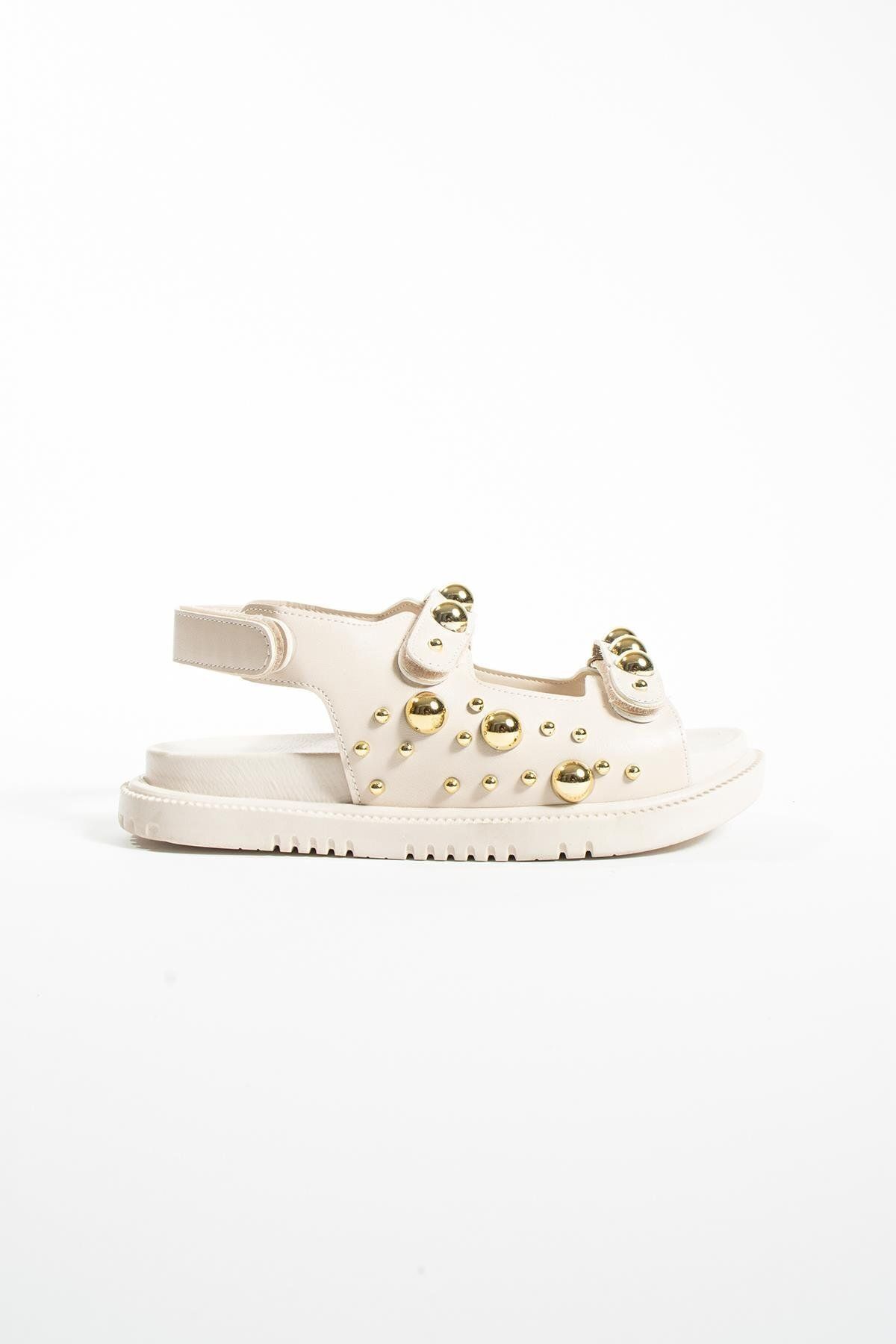 McDark-Beige Colored Paris Studded Women's Sandals 2