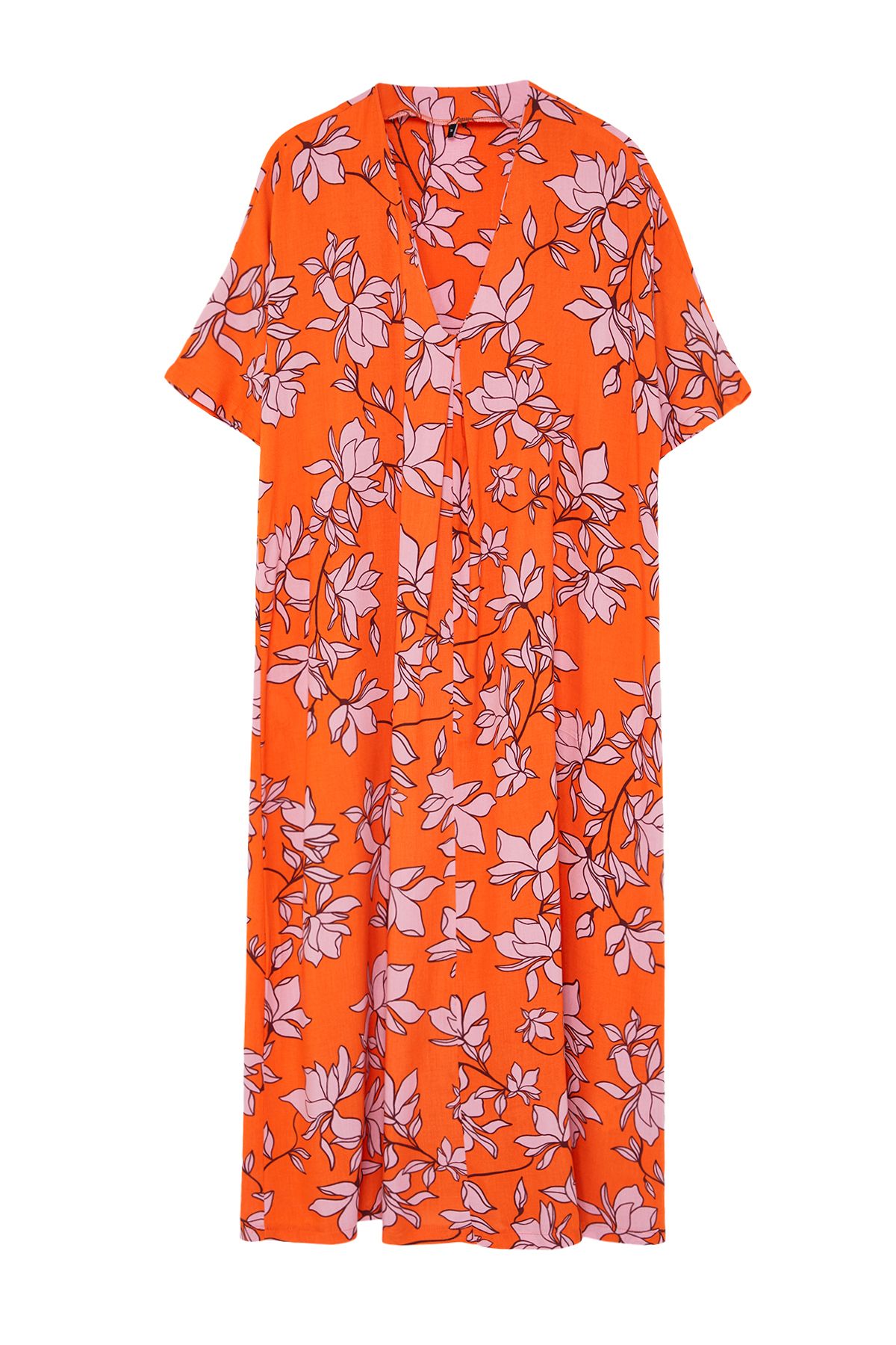 Trendyol Collection-Wide Fit Midi Floral Patterned Beach Dress - TBESS24EL00143 7