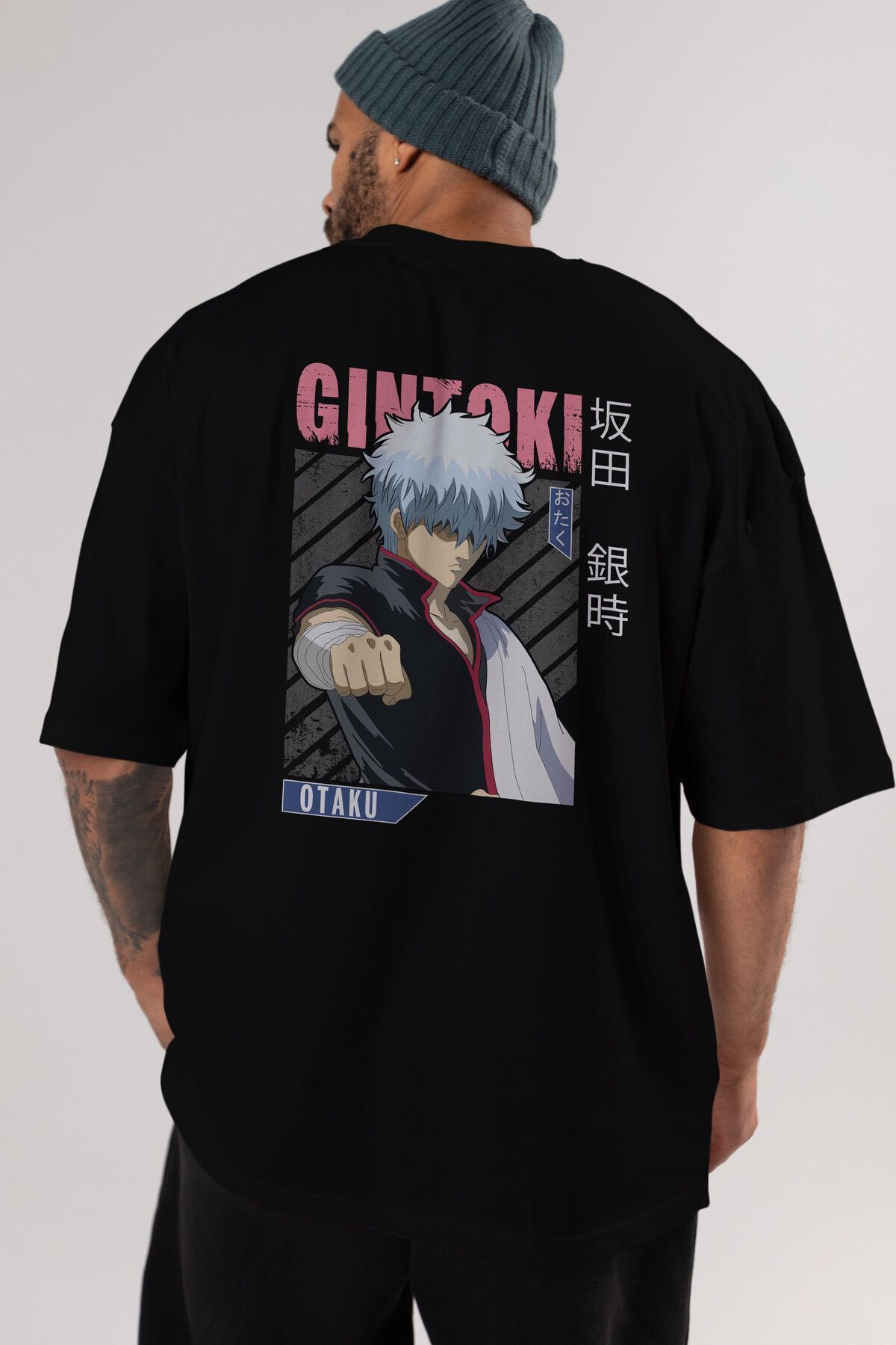 Ankhises Gintoki Sakata Gintama 2 Tricou Negru Cu Imprimeu Pe Spate Anime Bărbați Femei Unisex - M
