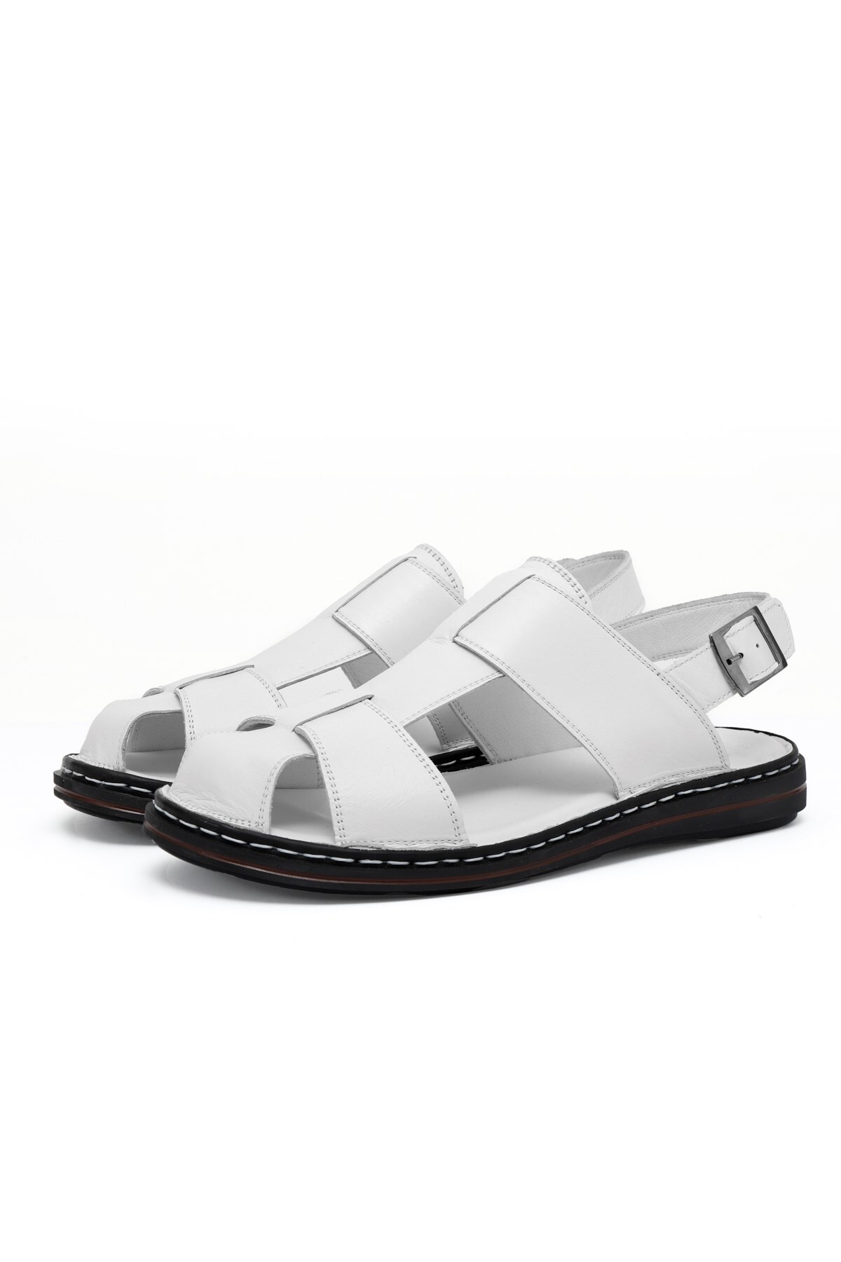 Ducavelli Messina Hakiki Deri Erkek Sandaleti, Hakiki Deri Sandalet, Ortopedik Taban Sandalet, Hafif