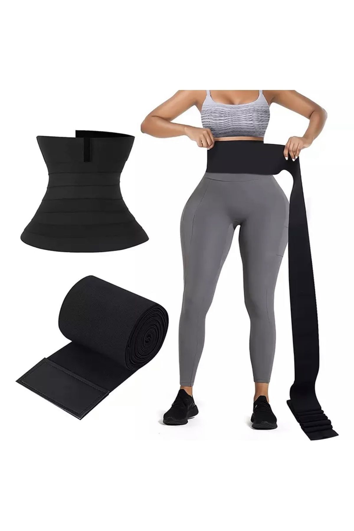 Tuğba korse-3 Meter Colombian Fitbel Corset - Original Standard Size, 100% Latex, Black Color 6