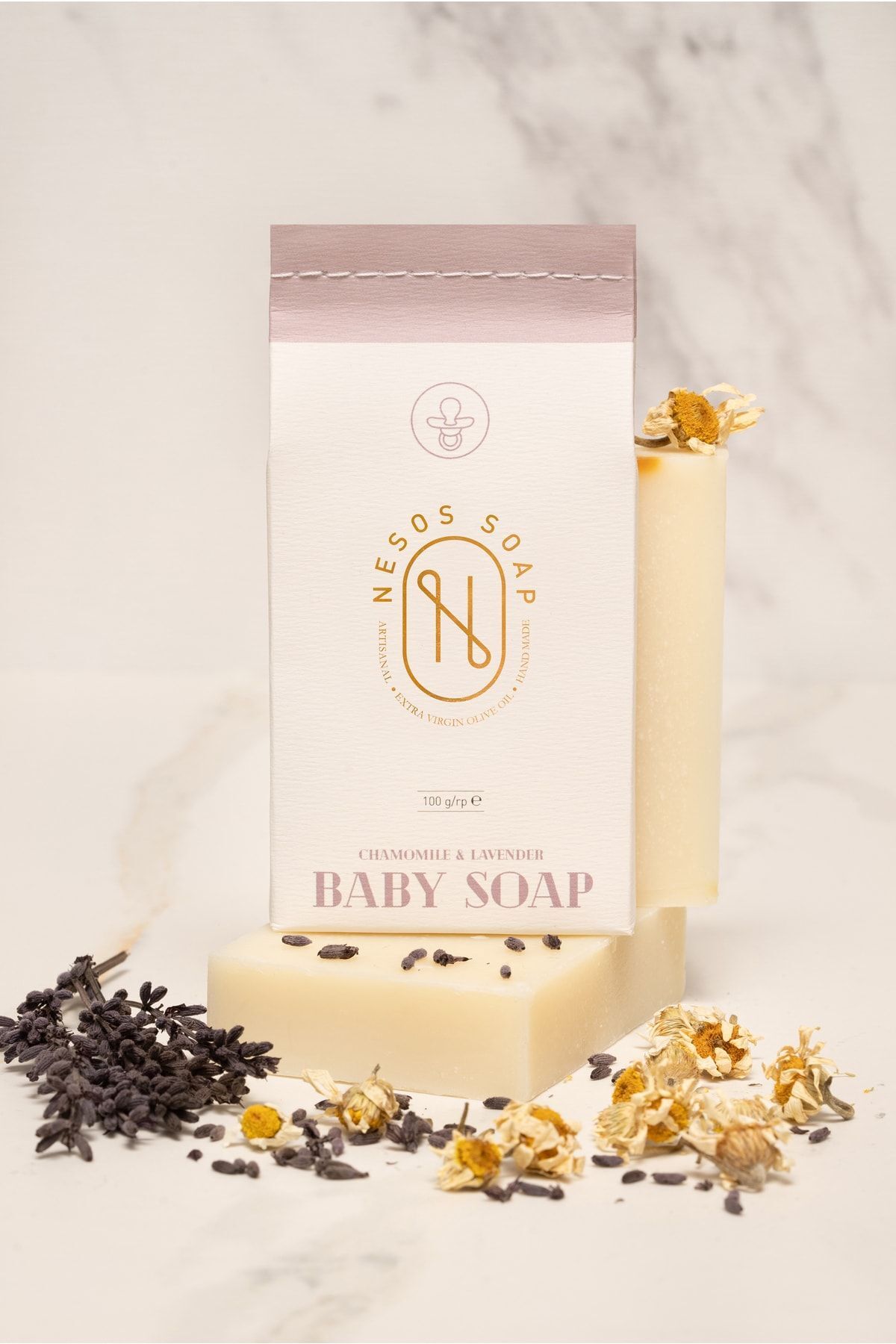 Nesos Soap | Baby Soap | El Yapımı Doğal Bebek Sabunu (PAPATYA VE LAVANTALI) 100 G - Fiyatı, Yorumları