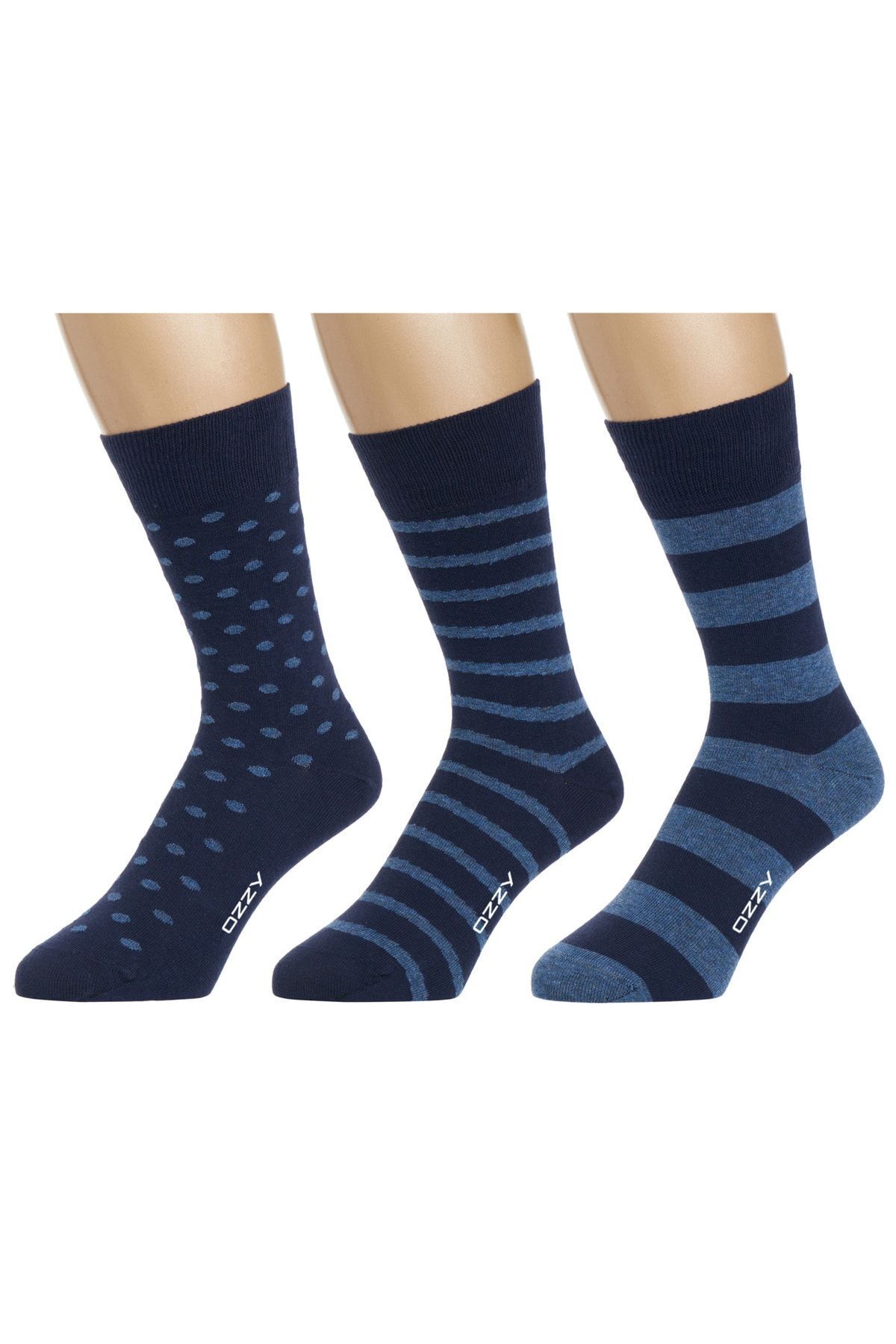 Ozzy Socks 3 Çift Dikişsiz Erkek Penye Pamuklu 4 Mevsim Çorap Dayanıklı Topuk Burun görsel 2