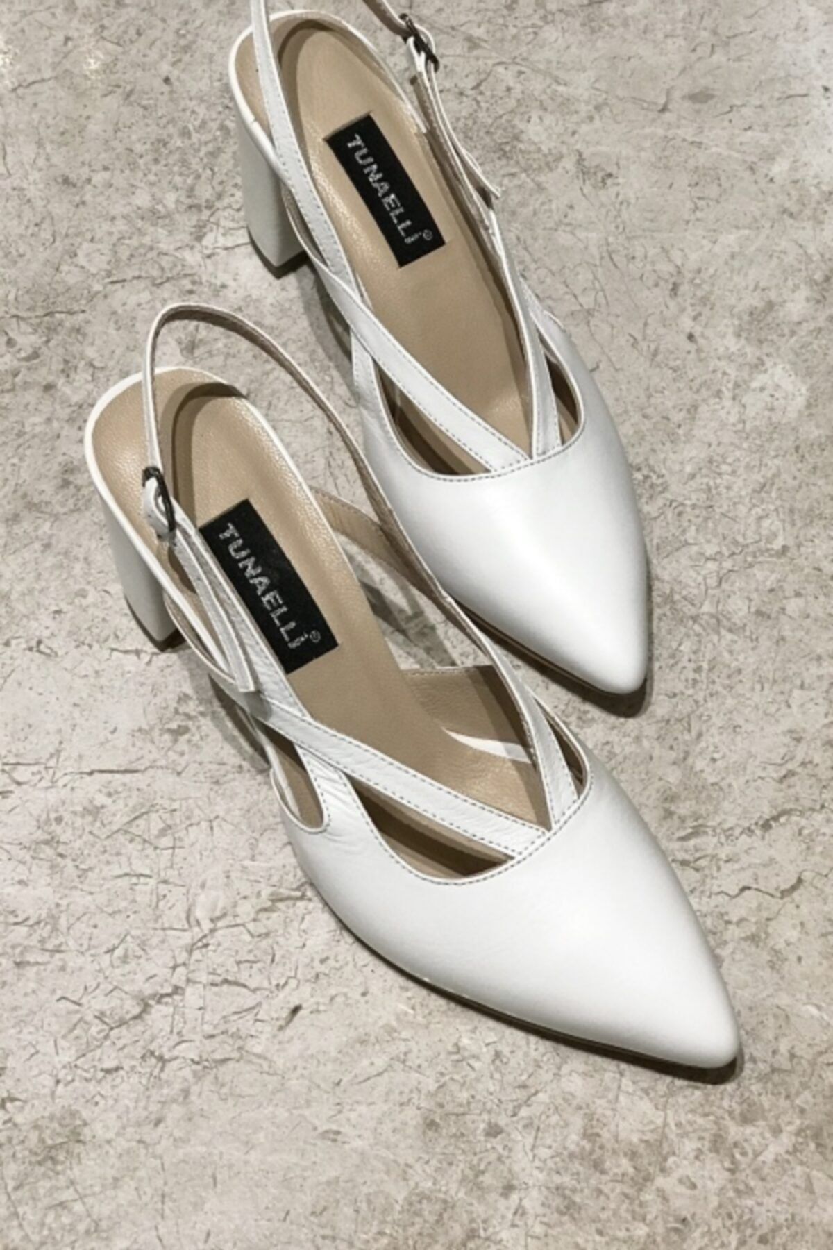 TUNAELLİ-White Genuine Leather Women's Heeled Shoes - Size 34-35-41-42 3
