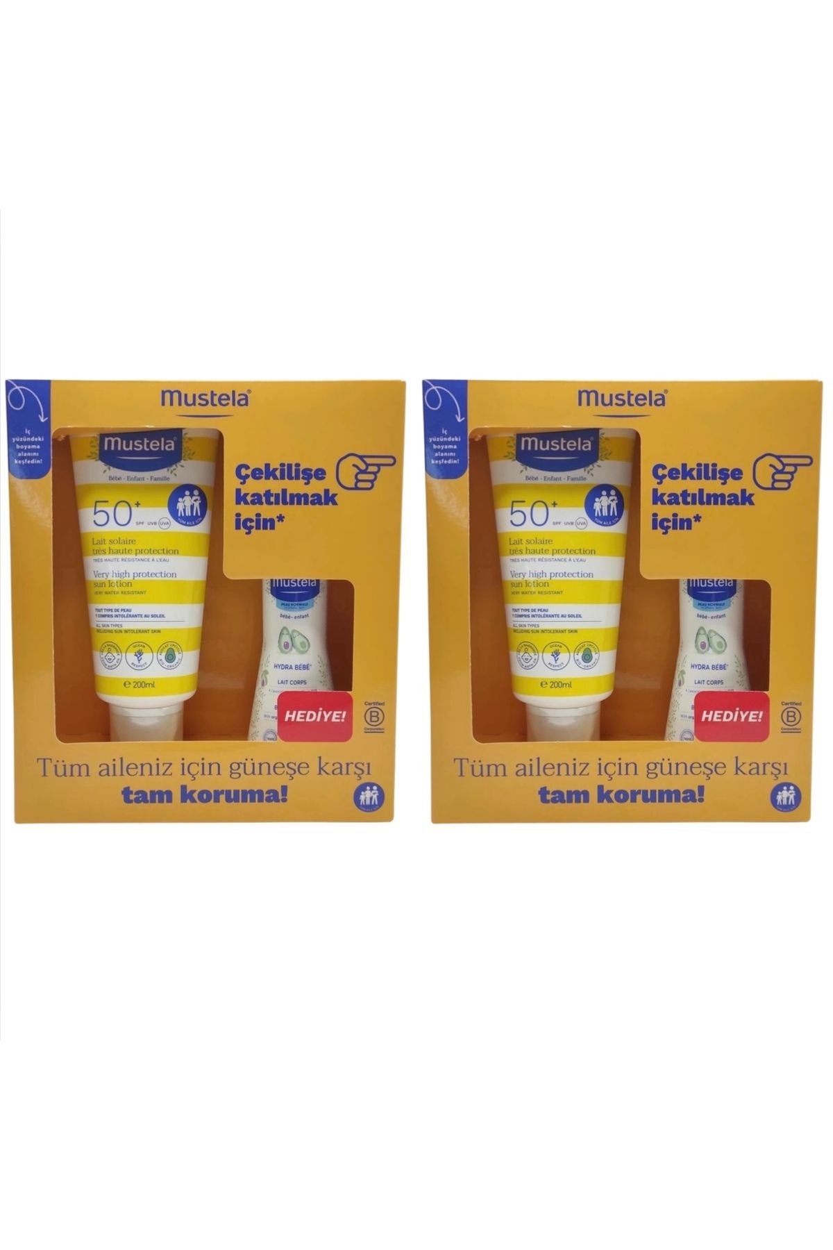 Mustela Spf50+ Güneş Losyonu 200ml + Hydra bebe Vücut Losyonu 100ml x 2 adet