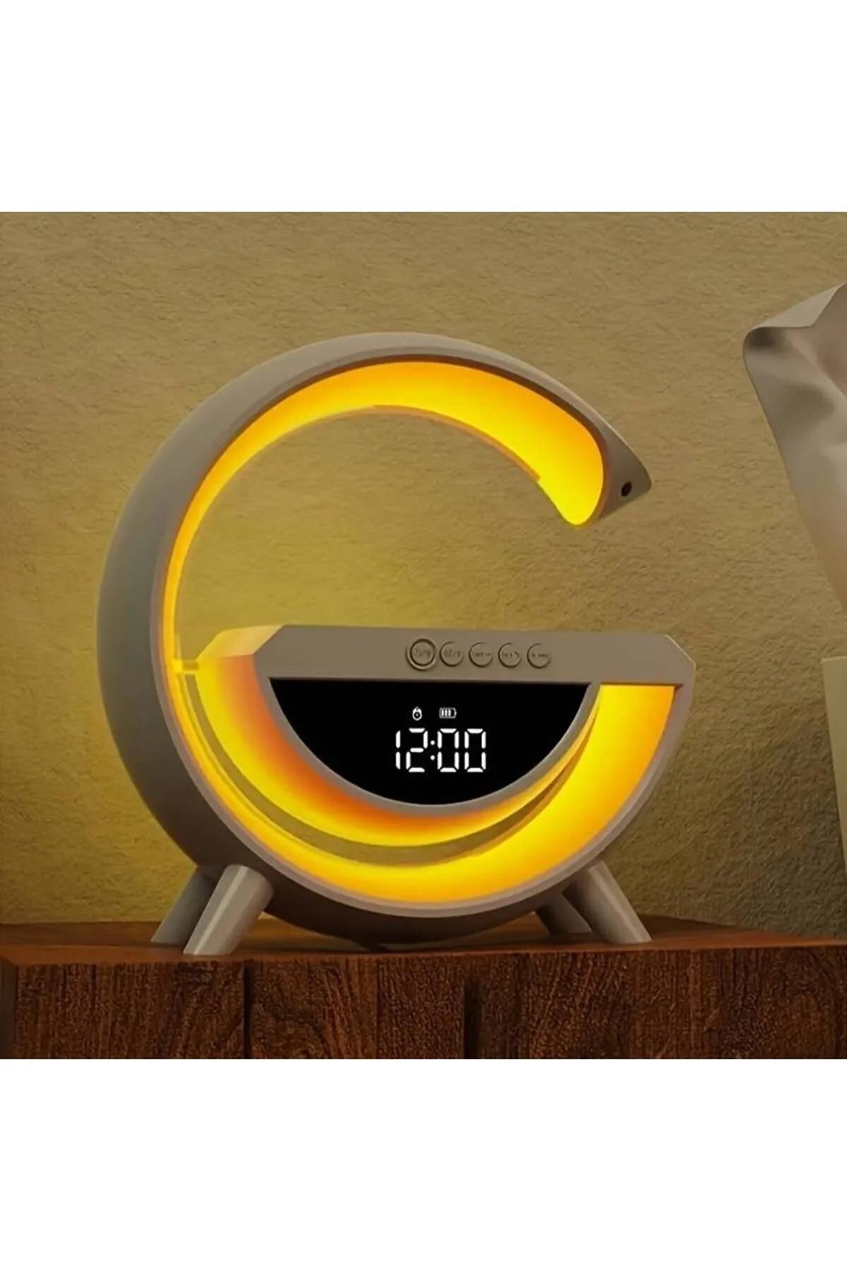 G Bluetooth Hoparlör 15w Kablosuz Hızlı Şarj Alarm Çalar Saat Gece Lambası Led Işık