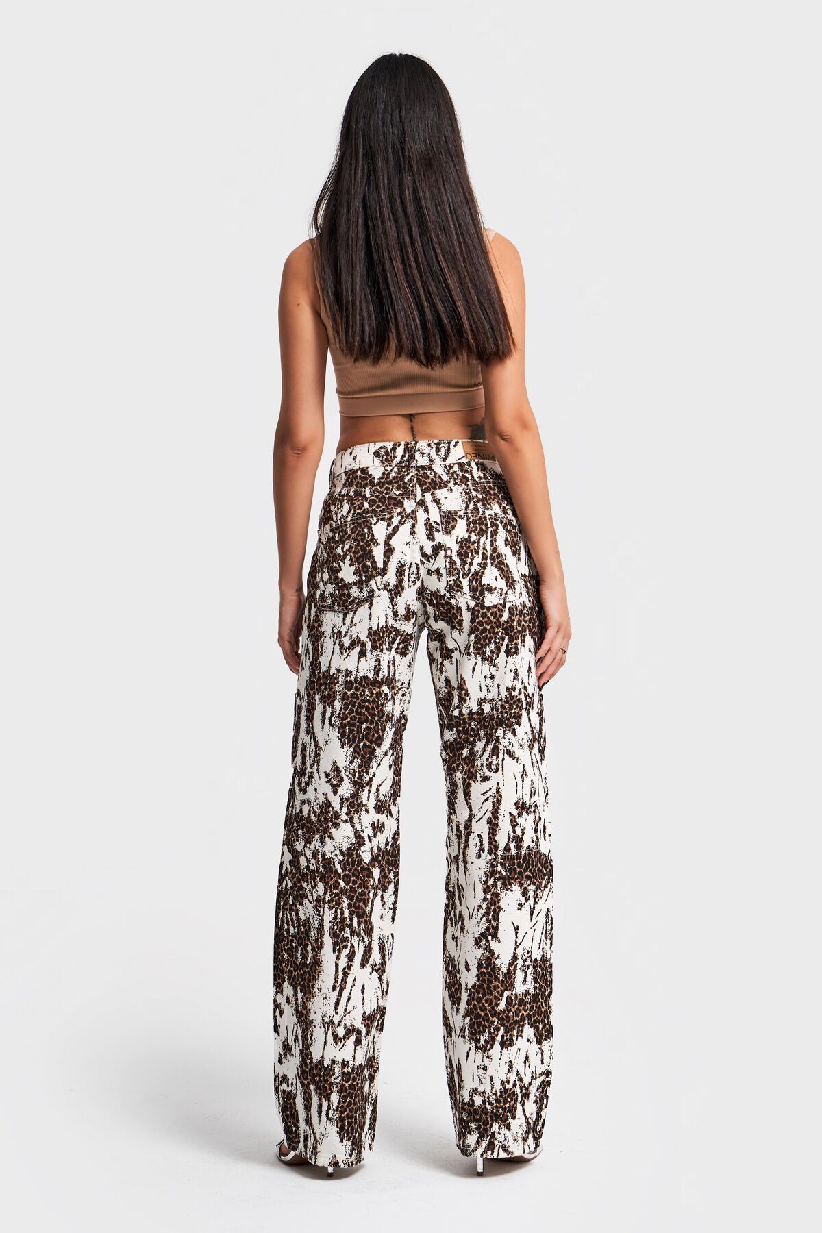its basic-Ecru Leopard Print Γυναικείο τζιν - Loose Fit, στη μέση 7