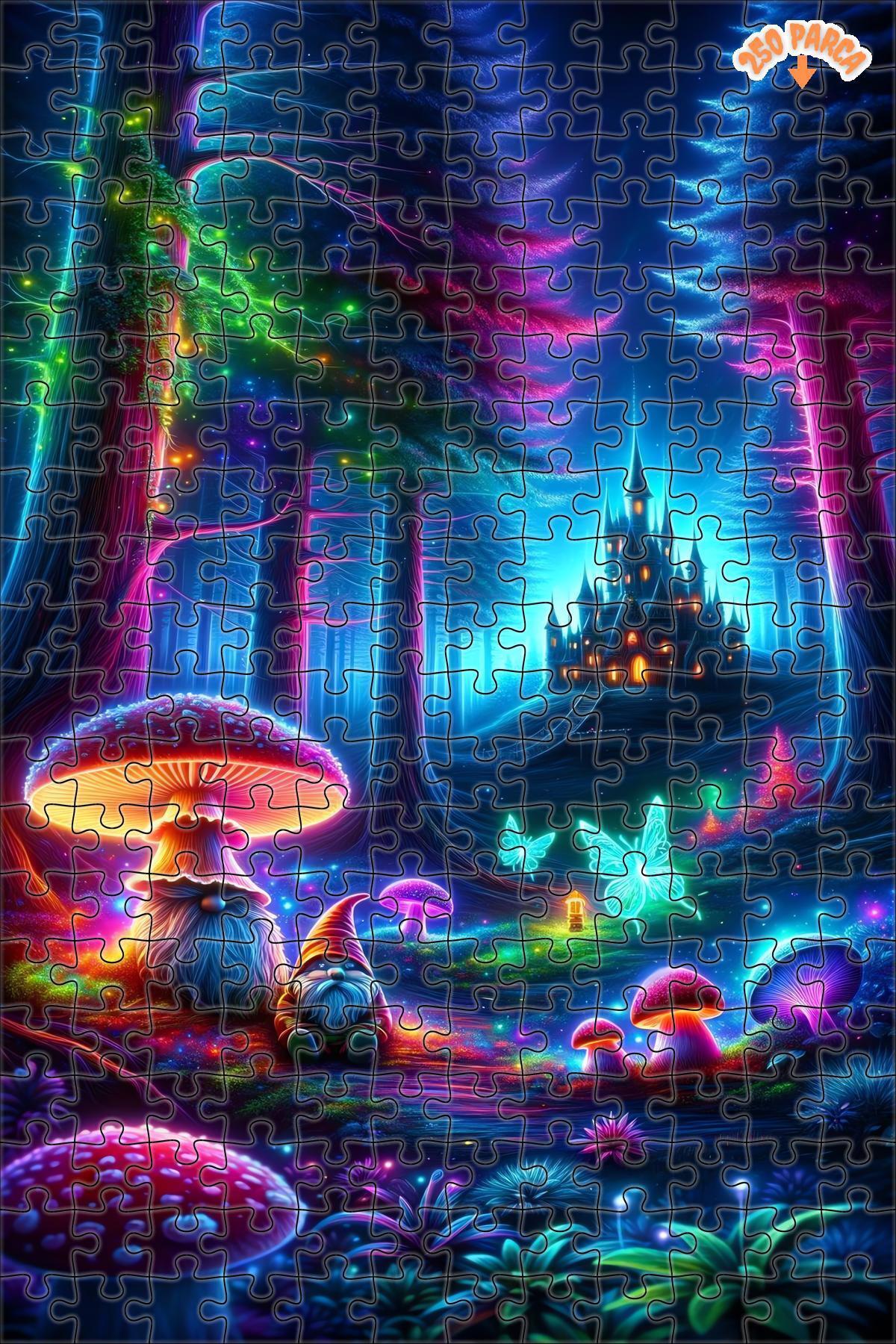 Teona Ahşap Sihirli Ormanın Gizemi Dekoratif Çift Katlı Çerçeveli Asılabilir Ahşap Puzzle 250 PARÇA 30X30