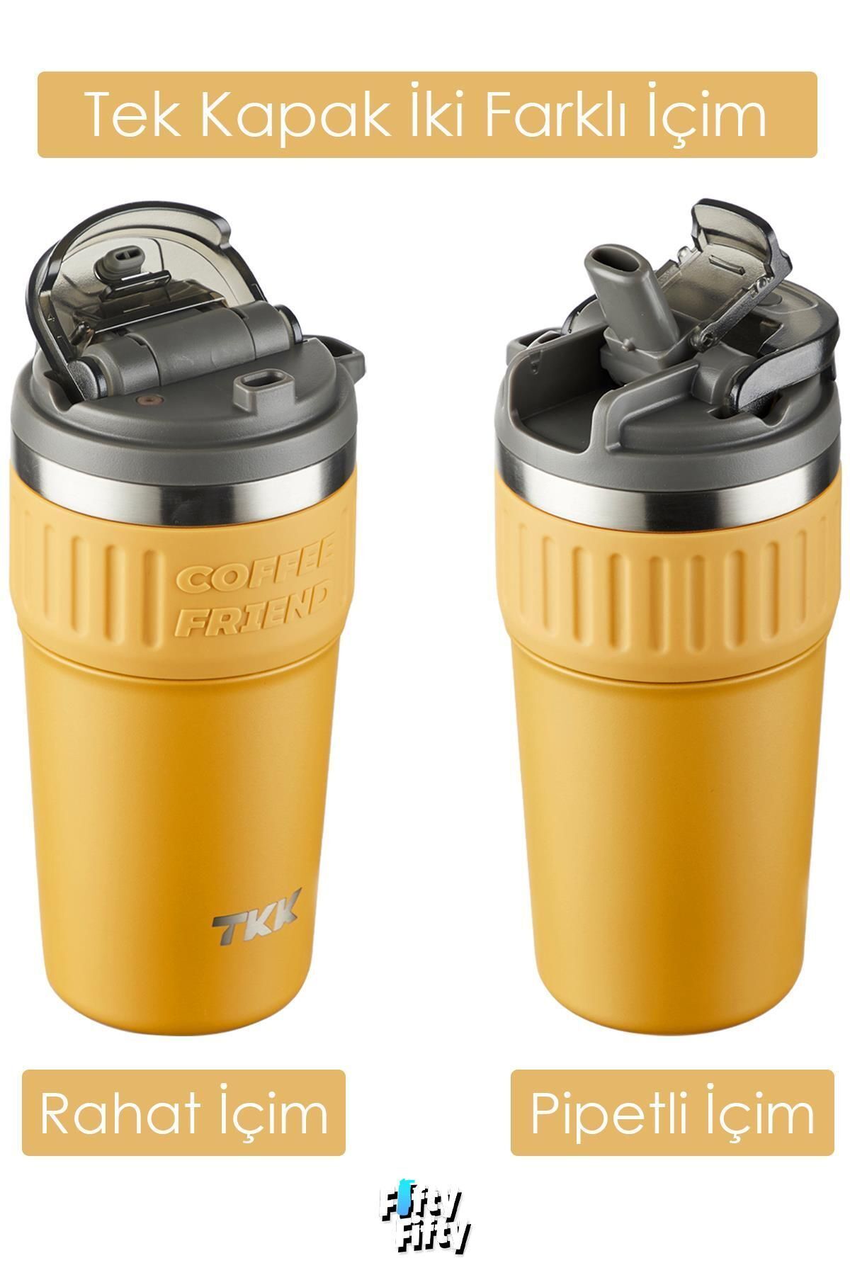 فلاسک زرد TKK 630 میل سری ویژه فنجان قهوه لیوان فولادی Vagonlife